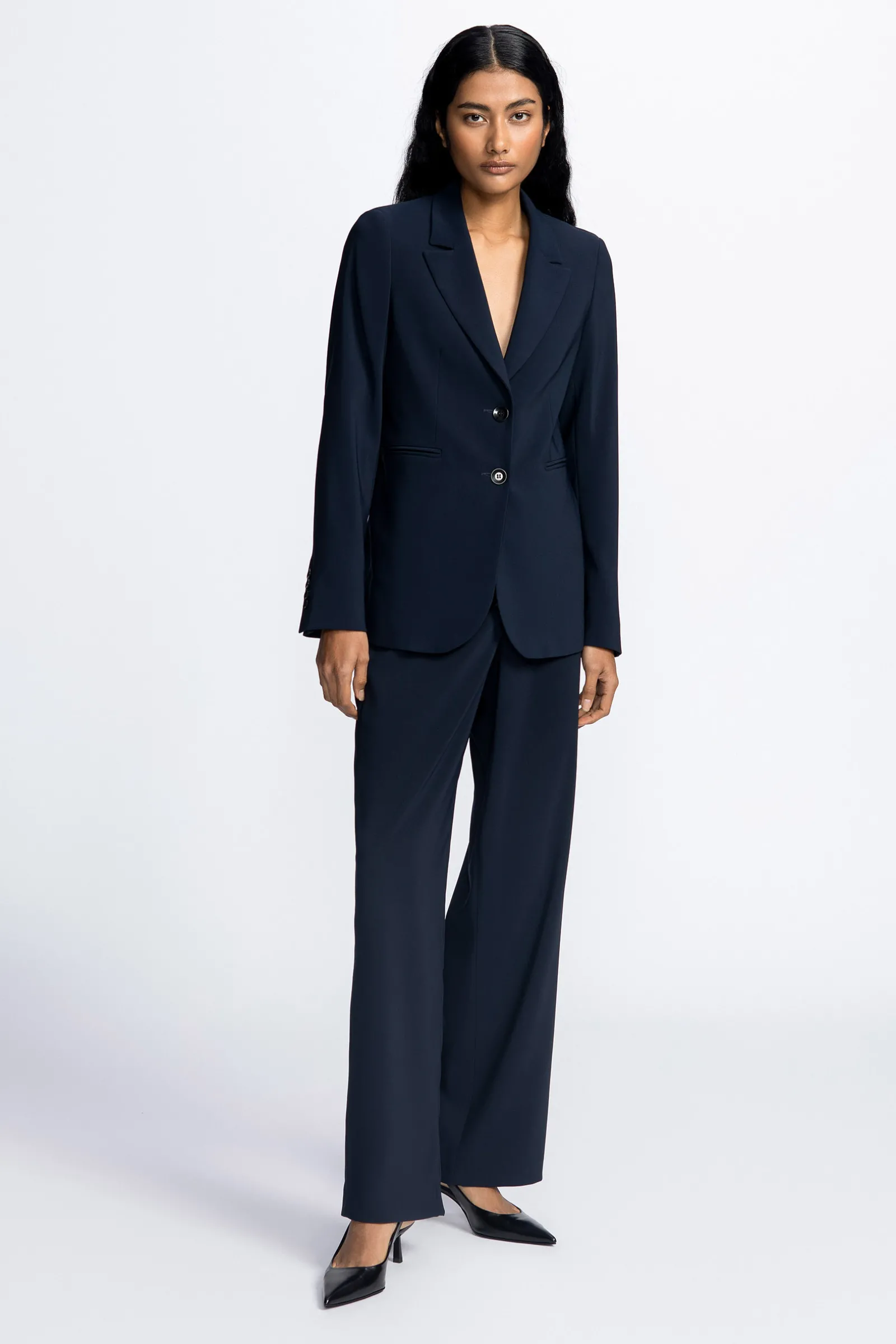 Xandres Blazer cintré bleu foncé, infroissable-Femme Xandres Plus|Blazers