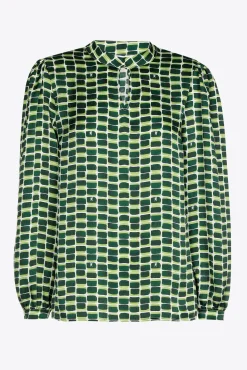 Xandres Blouse seersucker avec imprimé logo-Femme Xandres Plus|Blouses