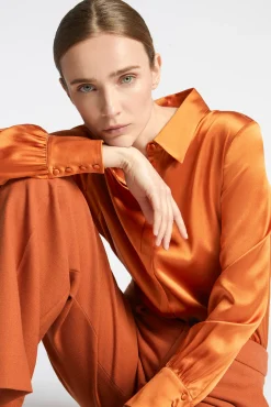 Xandres Blouse unie en soie-Femme Xandres Plus|Blouses