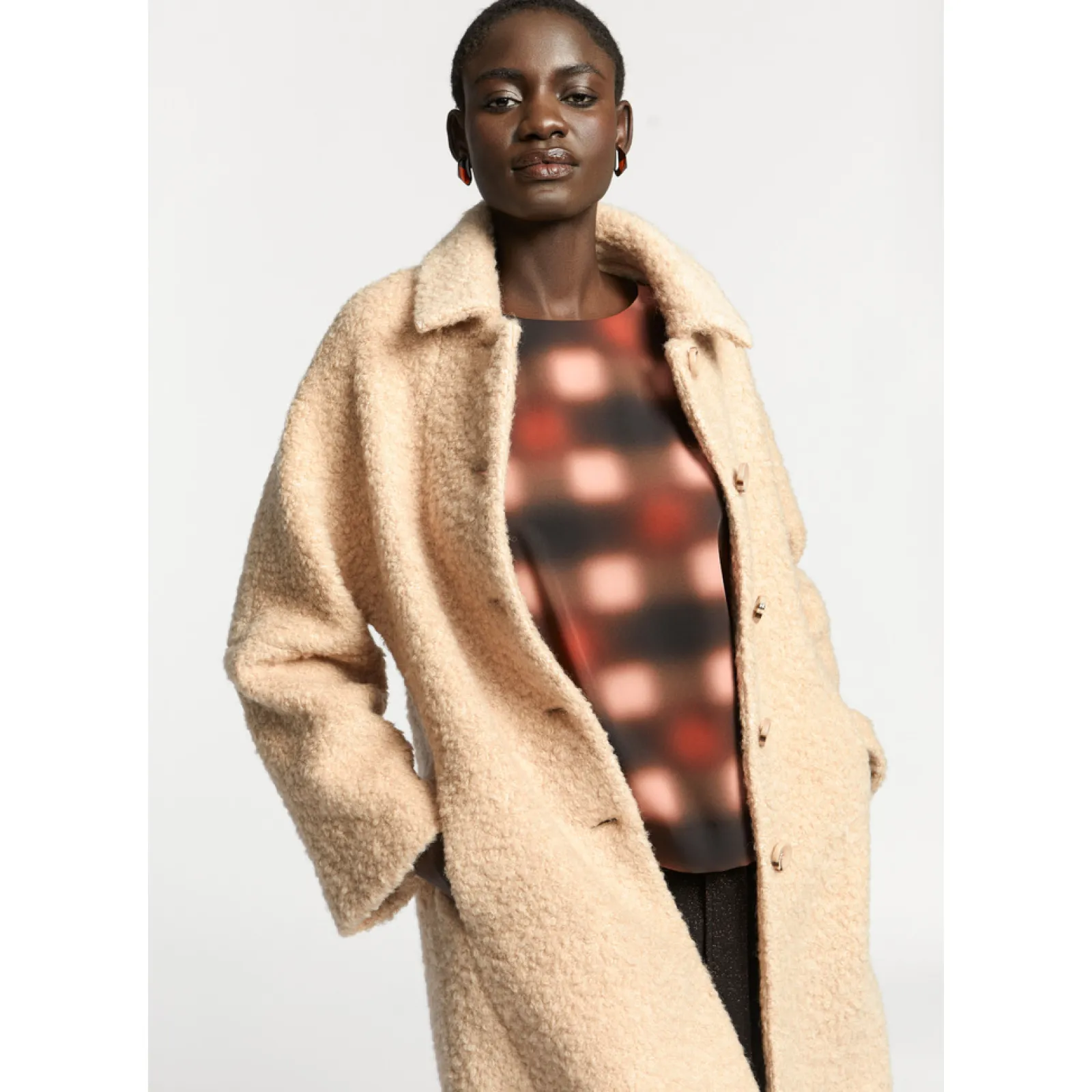 Xandres Manteau long en tissu bouclé-Femme Xandres Plus|Manteaux & Vestes