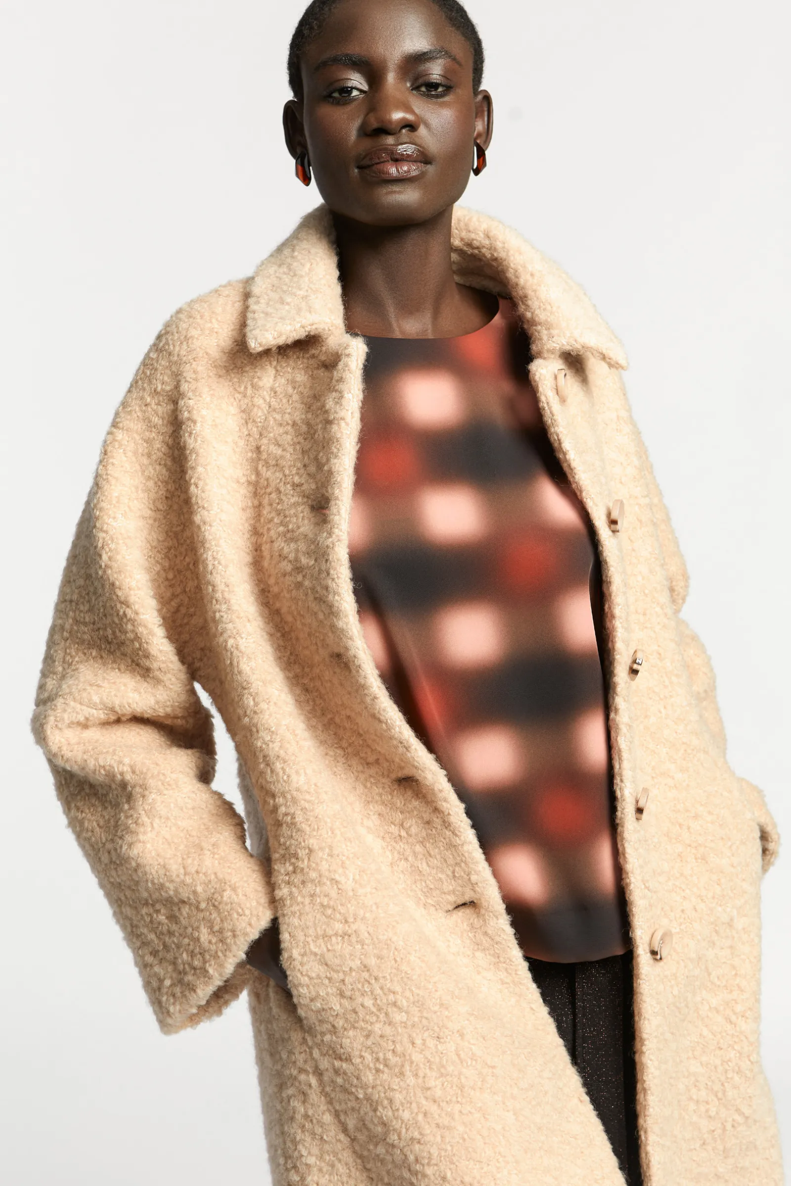 Xandres Manteau long en tissu bouclé-Femme Xandres Plus|Manteaux & Vestes