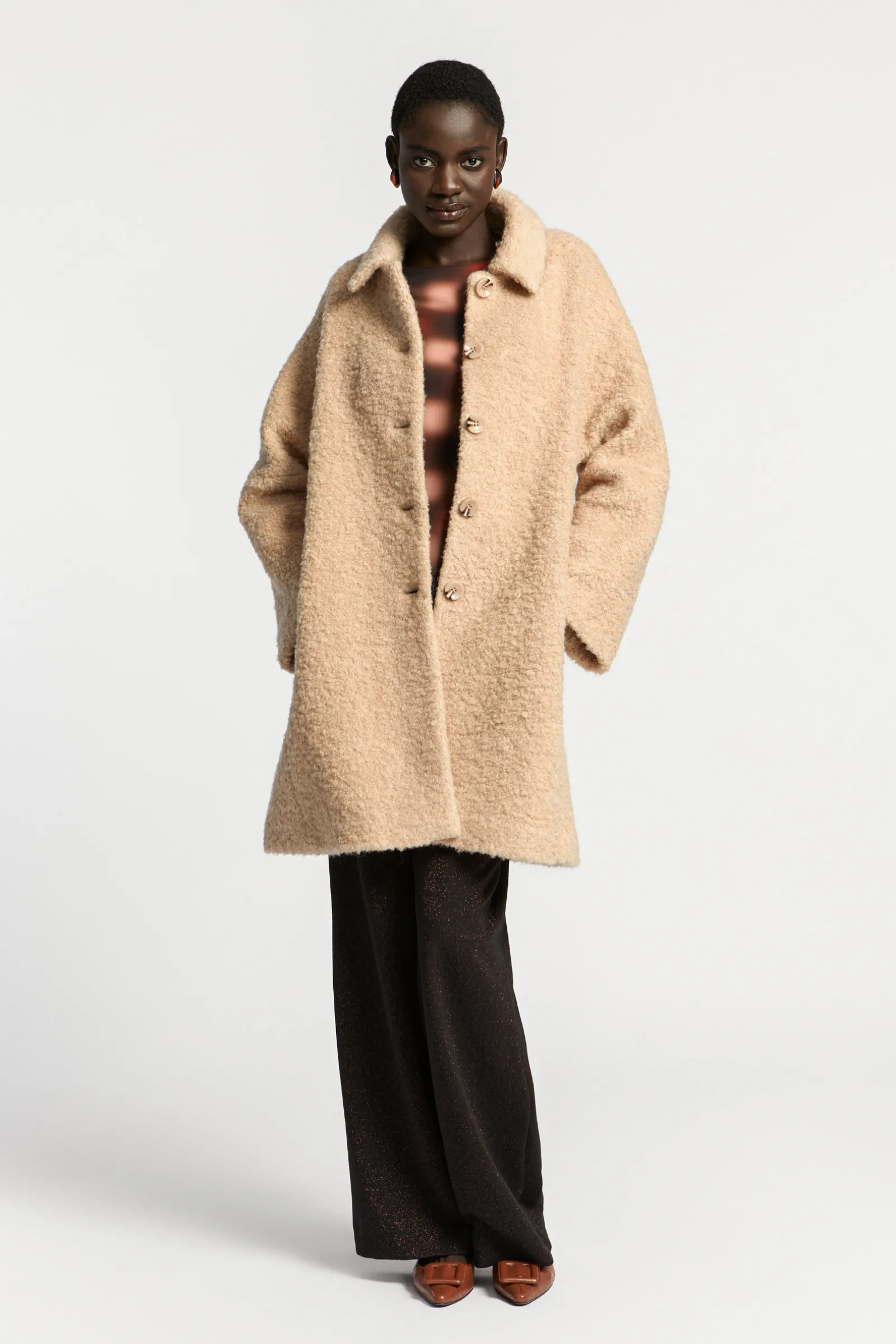 Xandres Manteau long en tissu bouclé-Femme Xandres Plus|Manteaux & Vestes