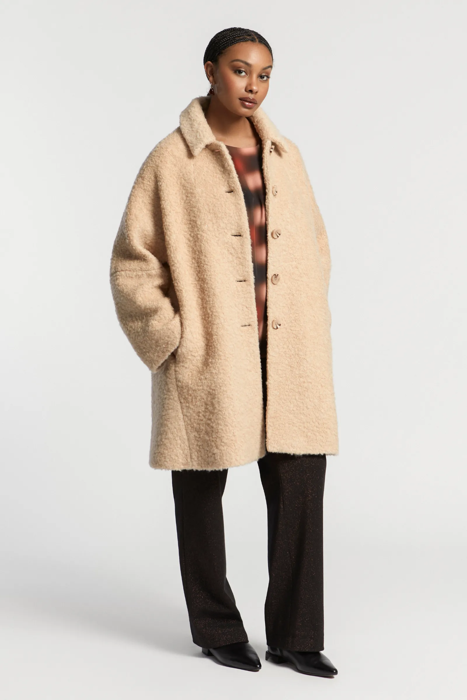Xandres Manteau long en tissu bouclé-Femme Xandres Plus|Manteaux & Vestes