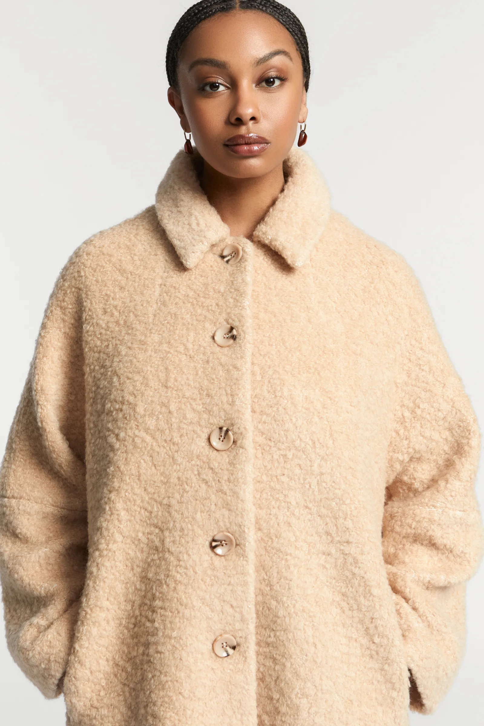 Xandres Manteau long en tissu bouclé-Femme Xandres Plus|Manteaux & Vestes