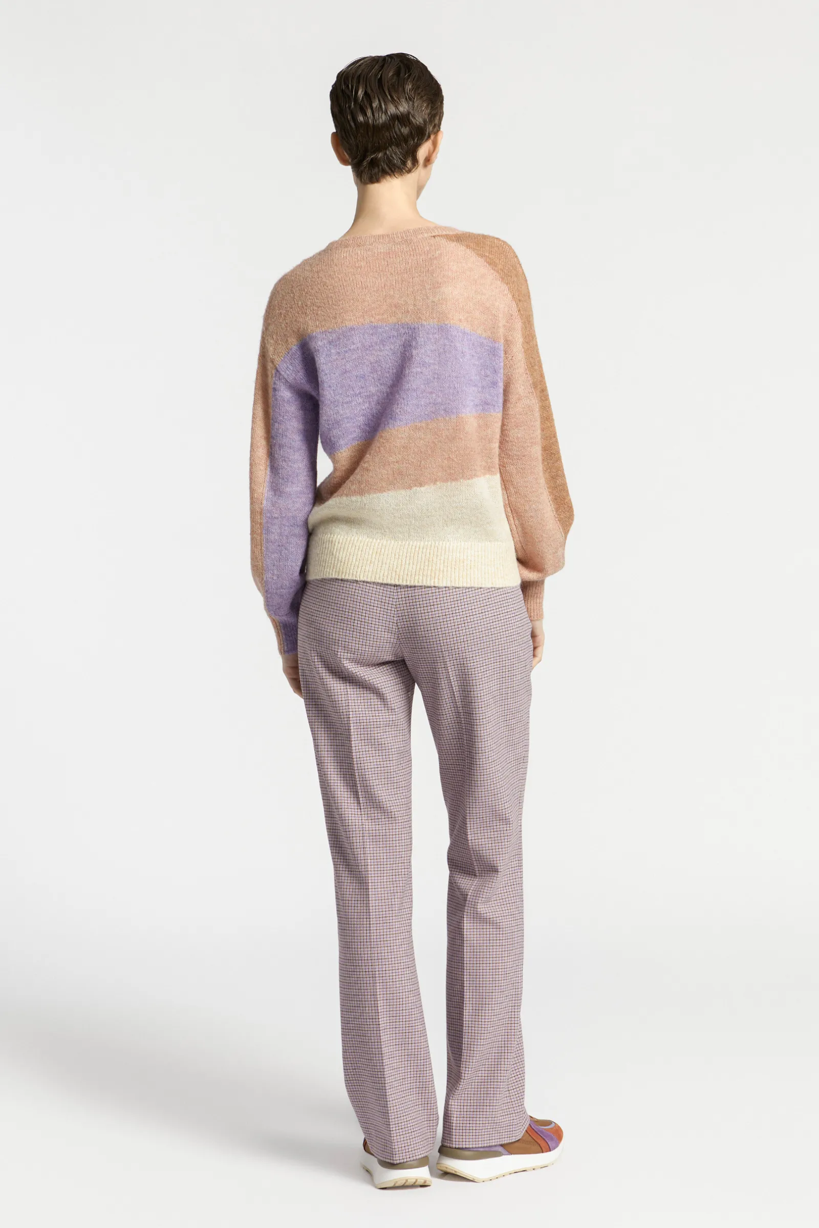 Xandres Pantalon avec subtil motif à carreaux-Femme Pantalons