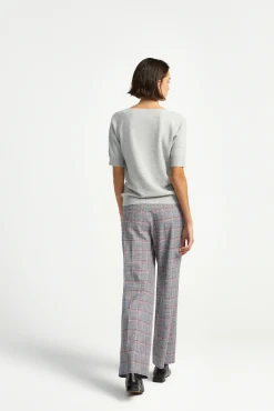 Xandres Pantalon à carreaux à jambes droites-Femme Pantalons