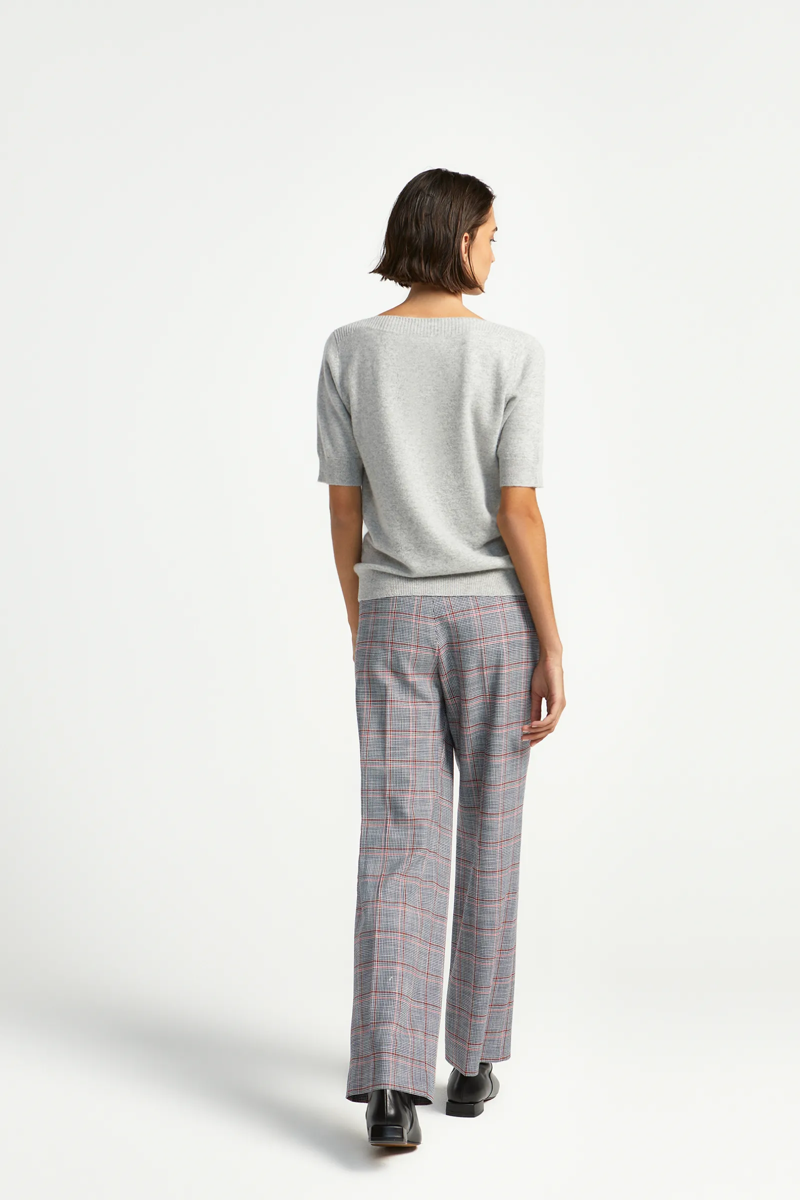 Xandres Pantalon à carreaux à jambes droites-Femme Pantalons
