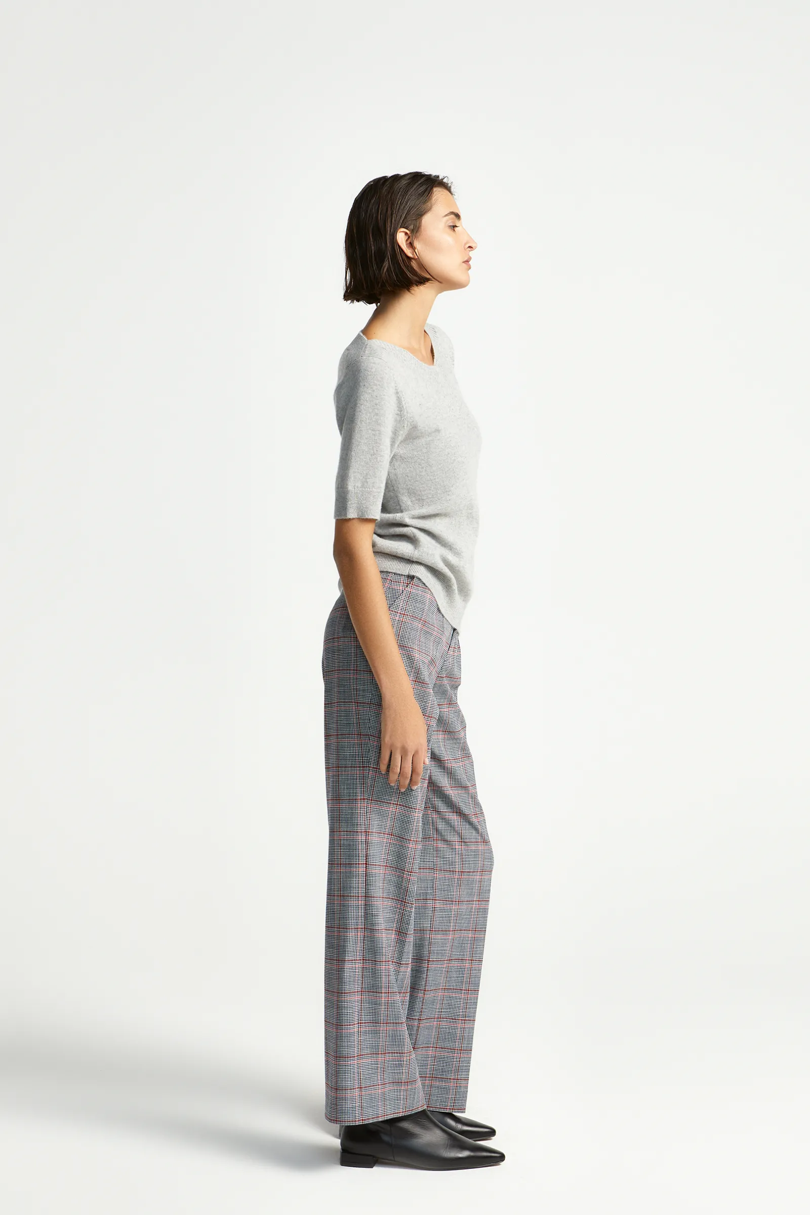 Xandres Pantalon à carreaux à jambes droites-Femme Pantalons