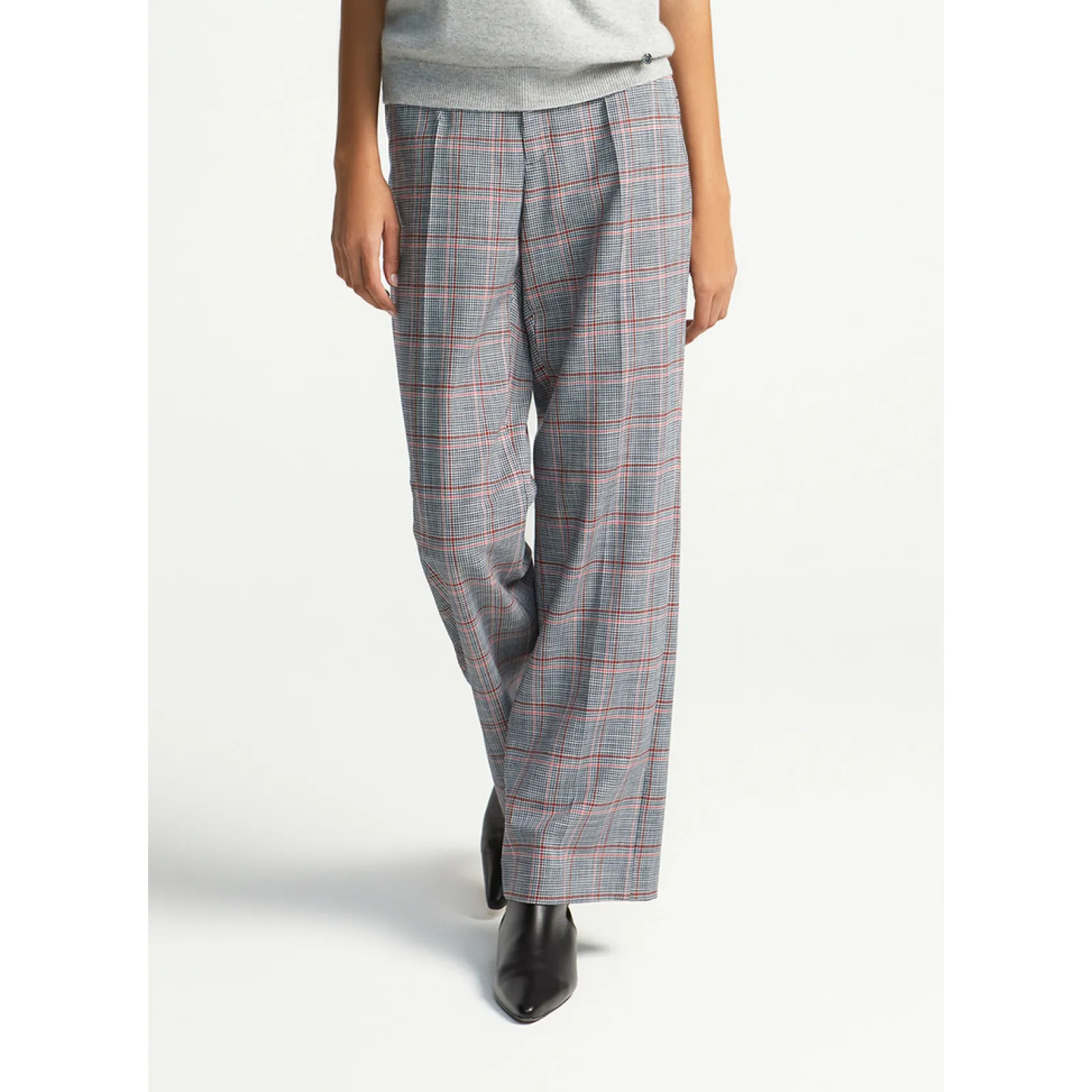 Xandres Pantalon à carreaux à jambes droites-Femme Pantalons