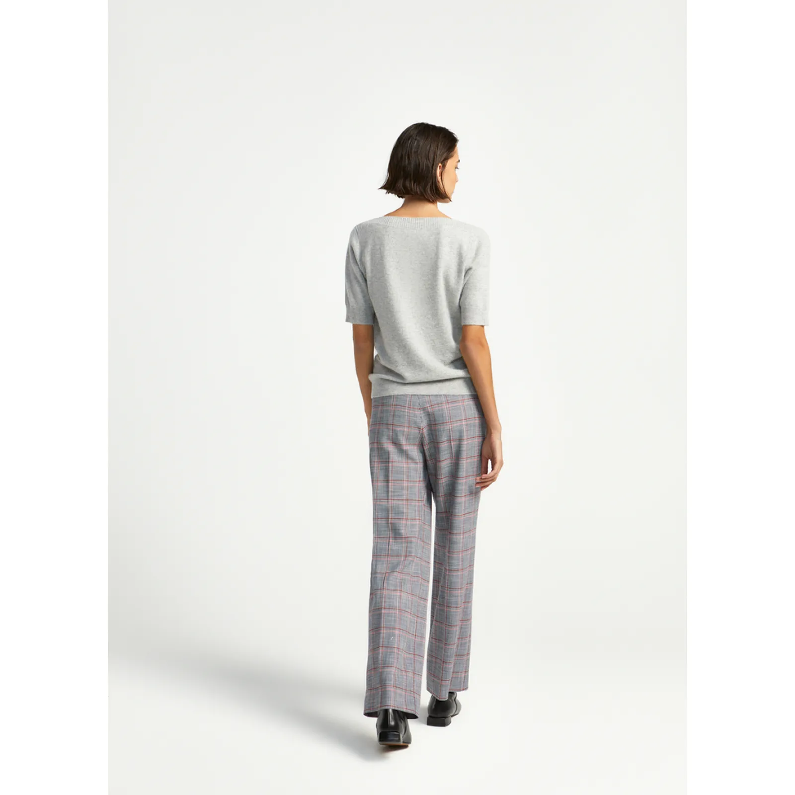 Xandres Pantalon à carreaux à jambes droites-Femme Pantalons