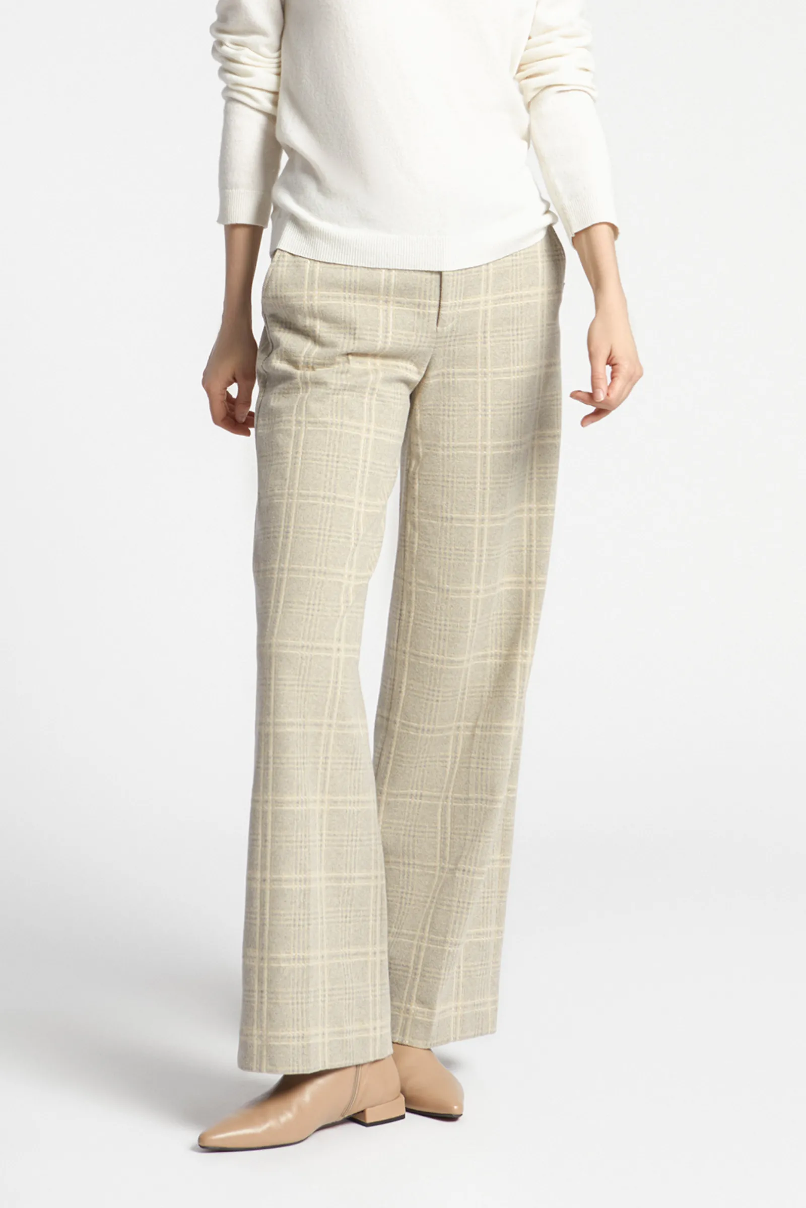 Xandres Pantalon à carreaux à jambes larges-Femme Pantalons