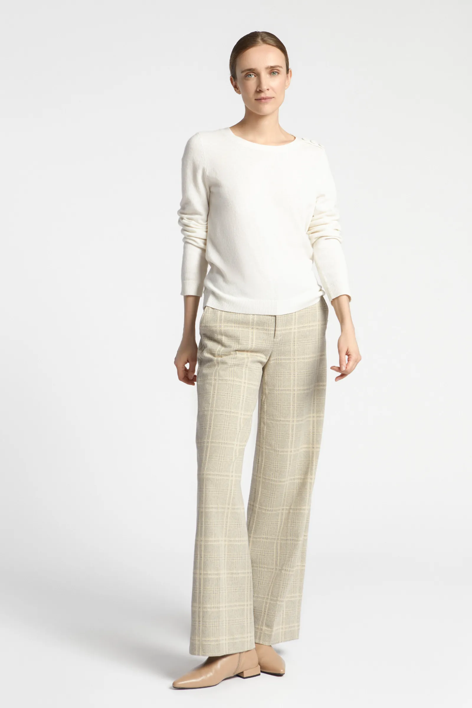 Xandres Pantalon à carreaux à jambes larges-Femme Pantalons