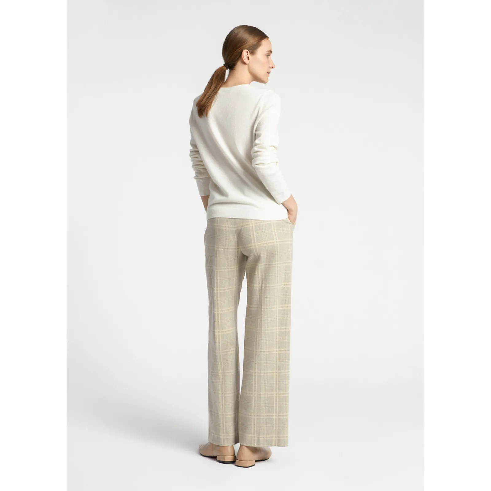 Xandres Pantalon à carreaux à jambes larges-Femme Pantalons