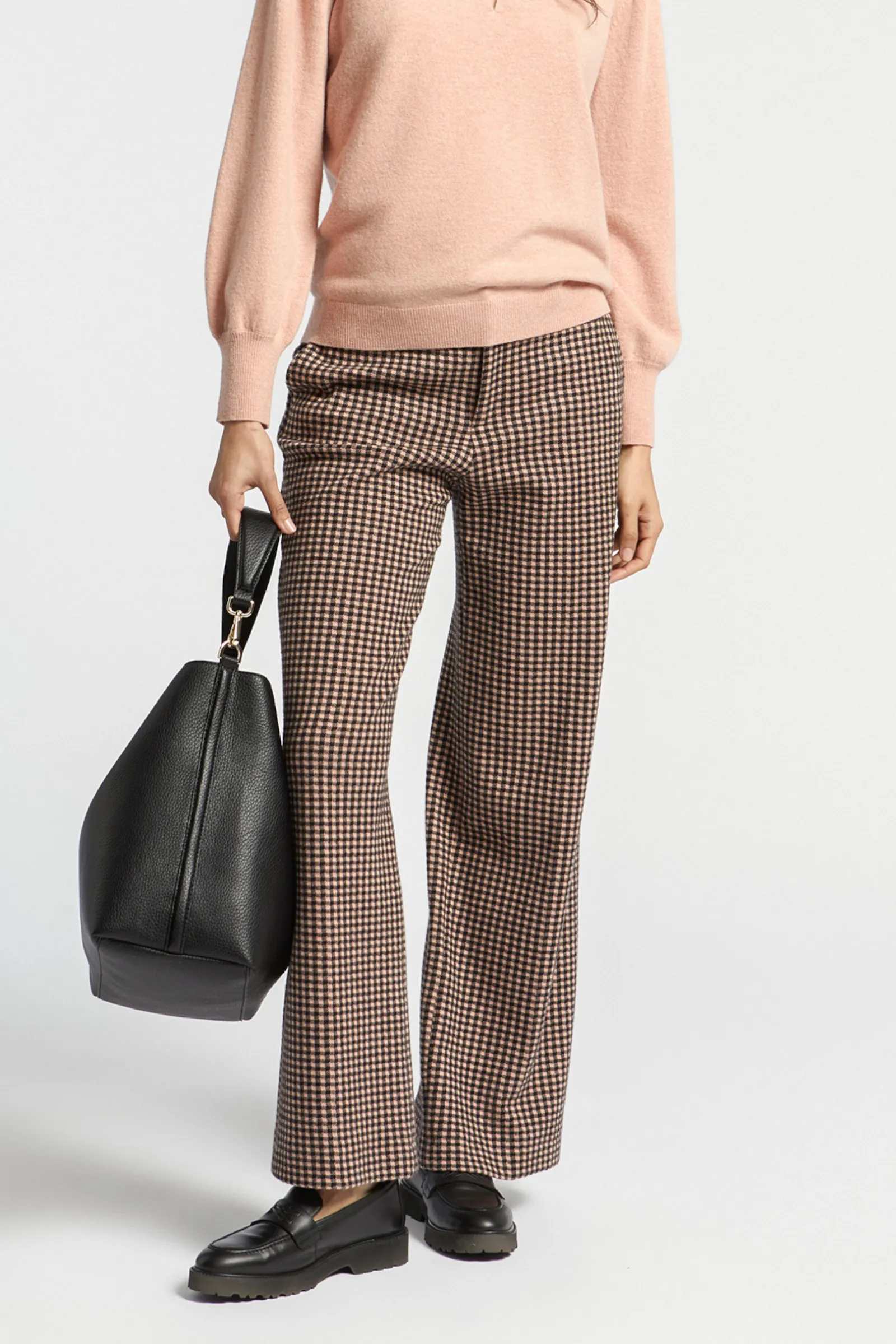 Xandres Pantalon à carreaux à jambes larges-Femme Pantalons