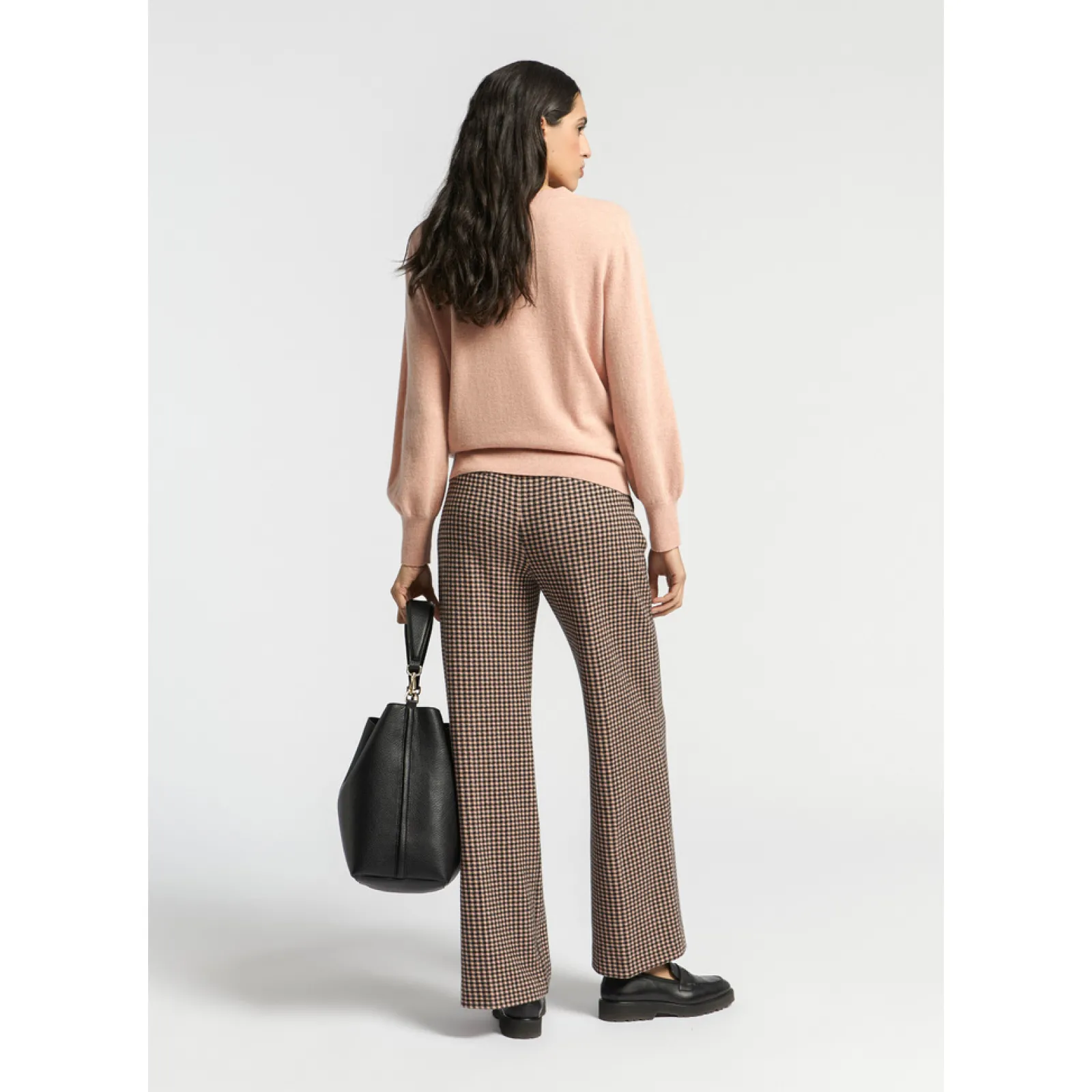 Xandres Pantalon à carreaux à jambes larges-Femme Pantalons