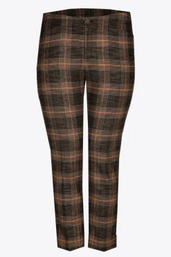 Xandres Pantalon à carreaux à jambes étroites-Femme Xandres Plus|Pantalons