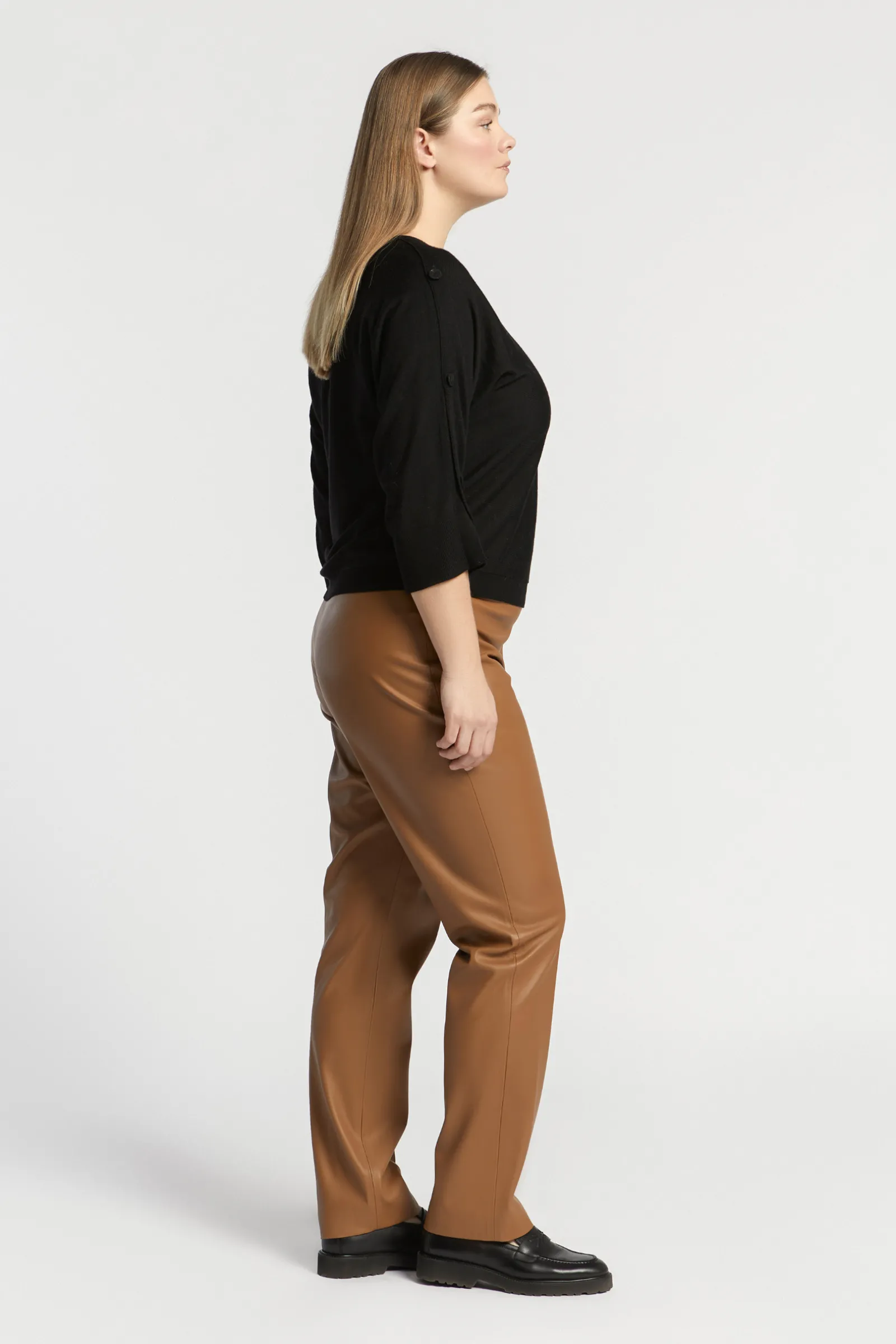 Xandres Pantalon en faux cuir à élastique-Femme Xandres Plus|Pantalons