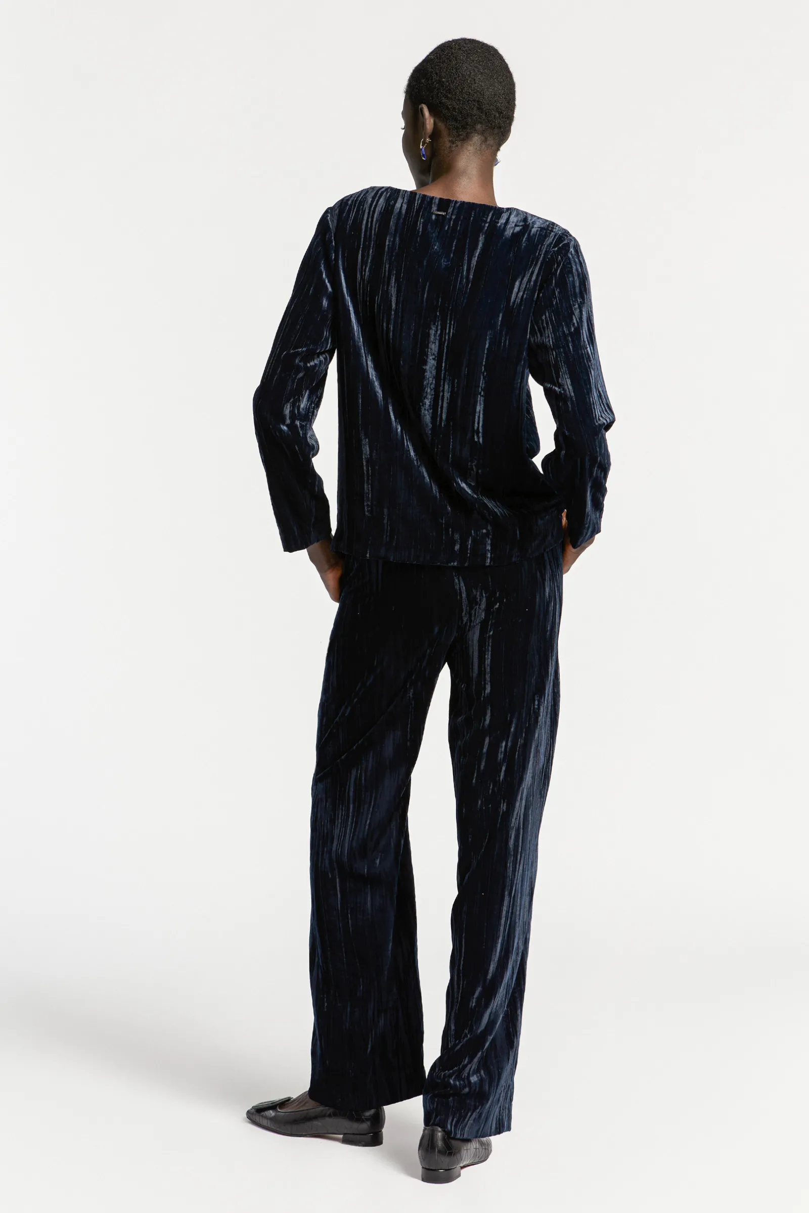 Xandres Pantalon en velours écrasé-Femme Pantalons