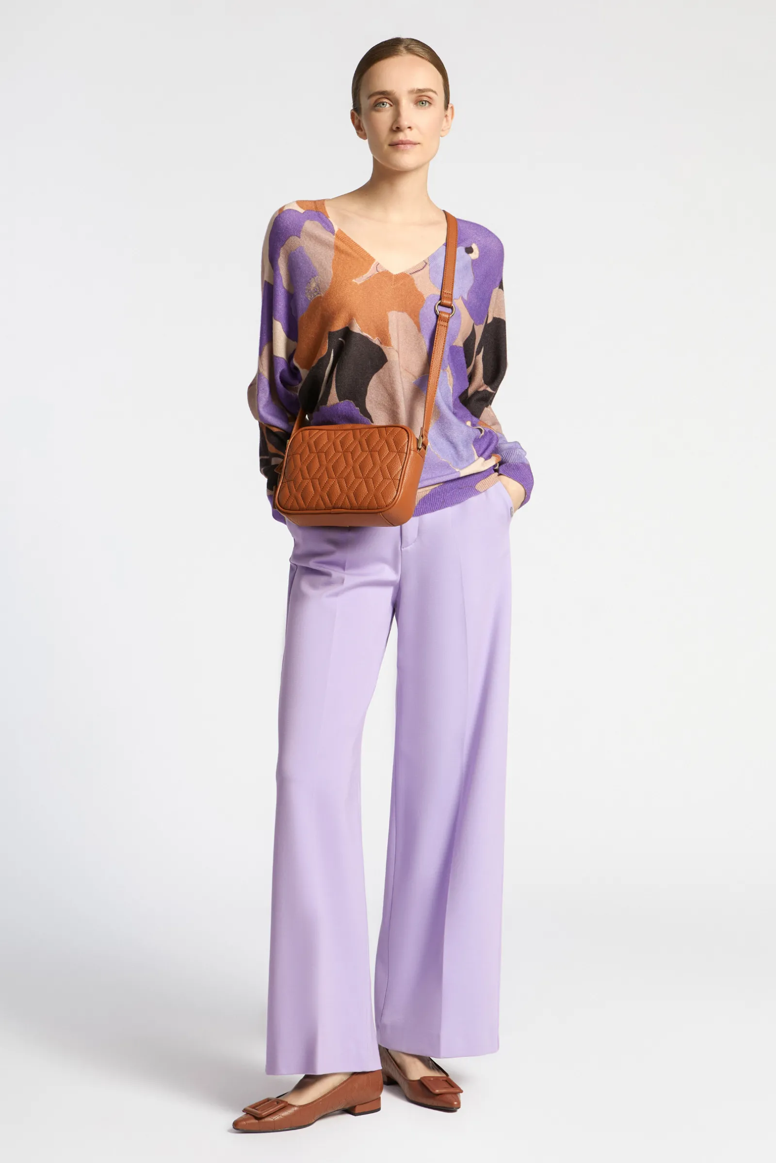 Xandres Pantalon habillé à jambes larges-Femme Pantalons