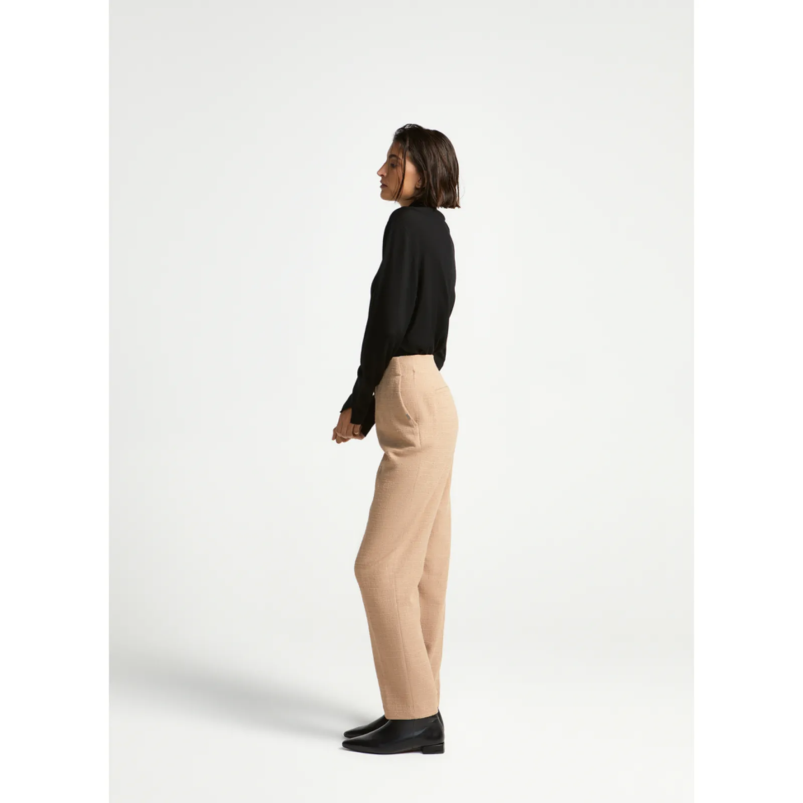 Xandres Pantalon à jambes étroites en tissu bouclettes-Femme Pantalons