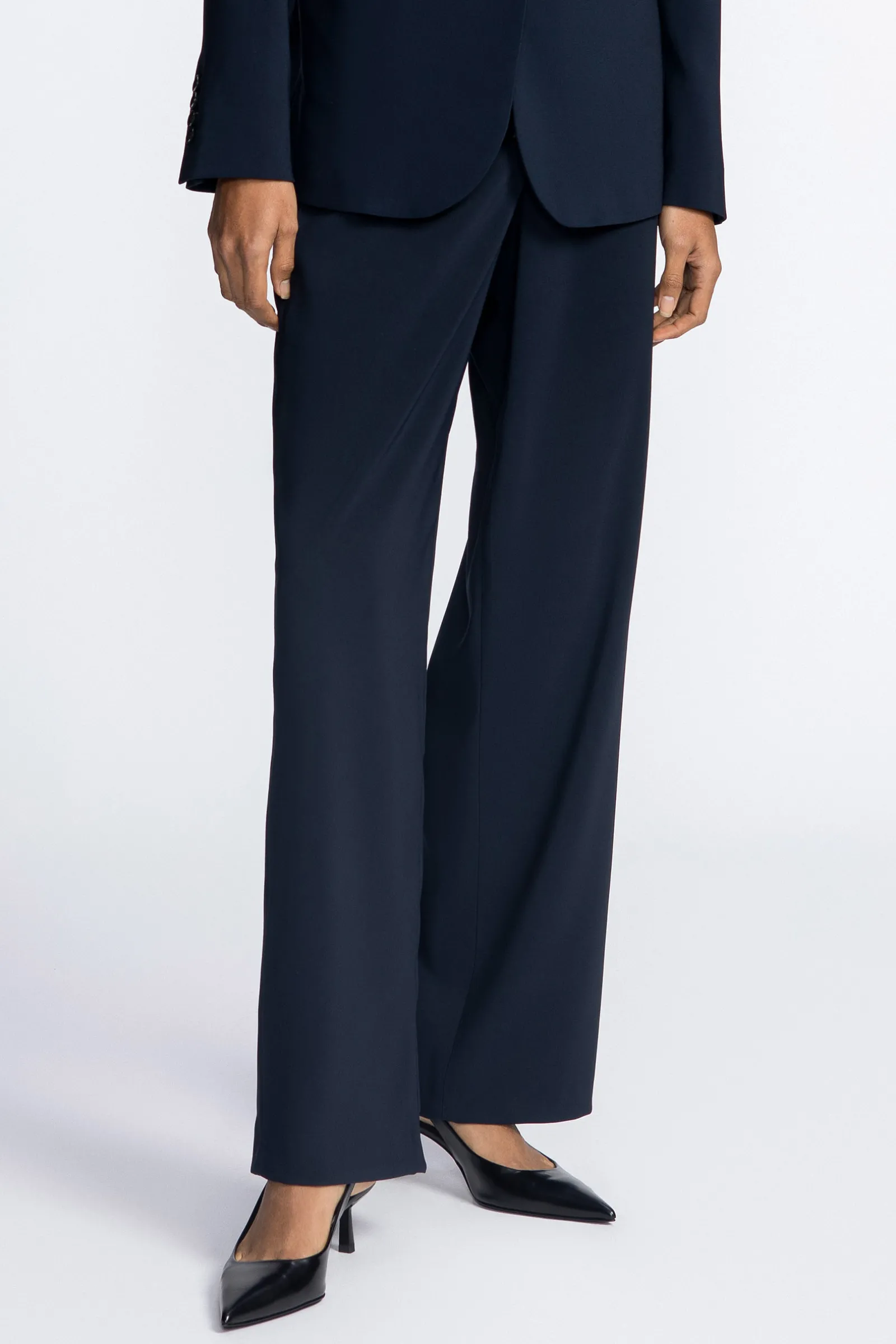 Xandres Pantalon large bleu marine-Femme Xandres Plus|Essentials