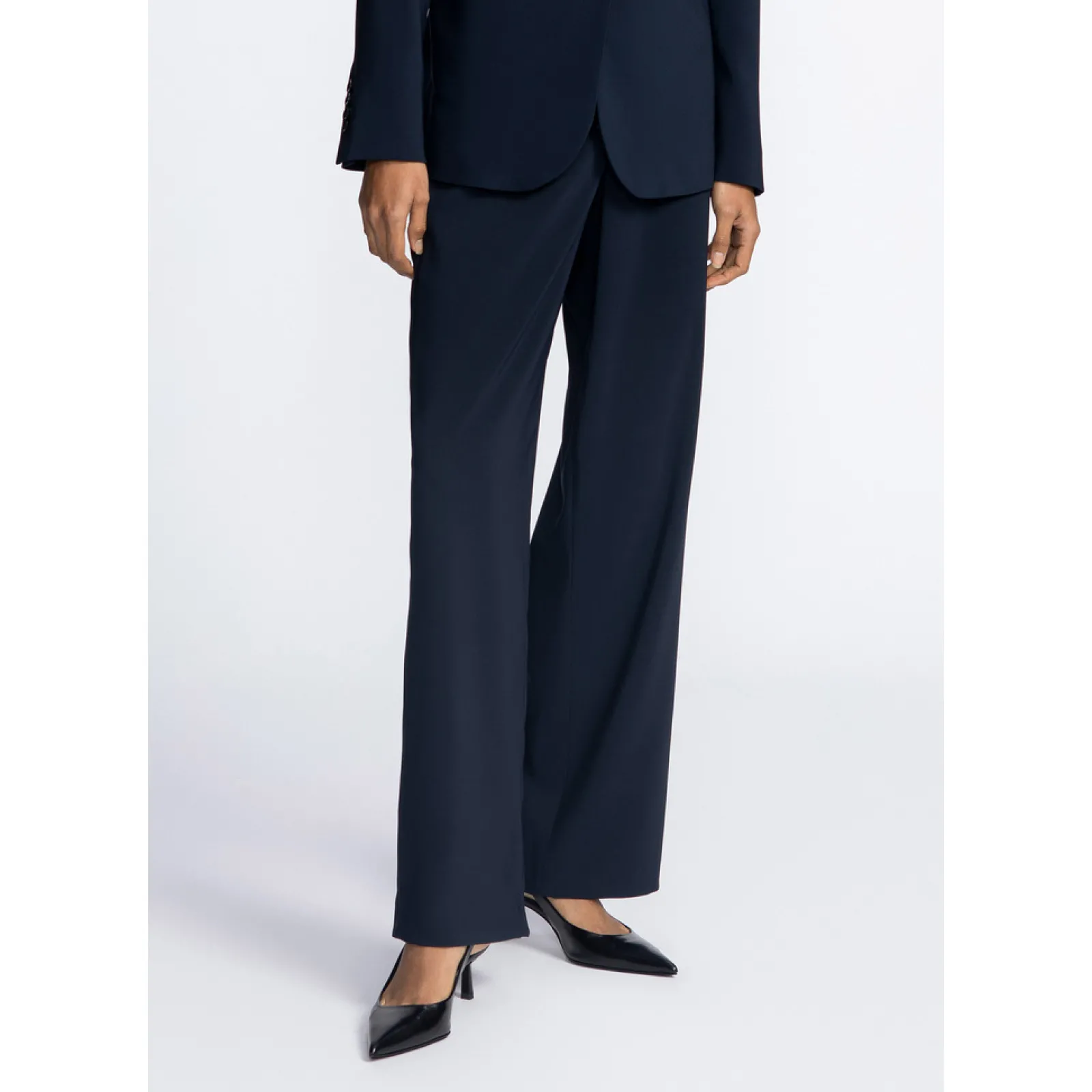 Xandres Pantalon large bleu marine-Femme Xandres Plus|Essentials