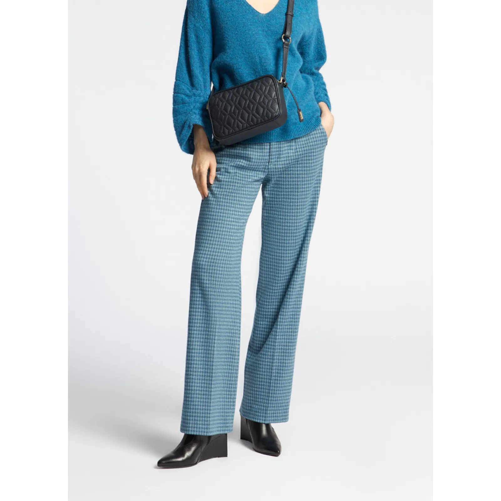Xandres Pantalon à motif pied-de-poule-Femme Pantalons