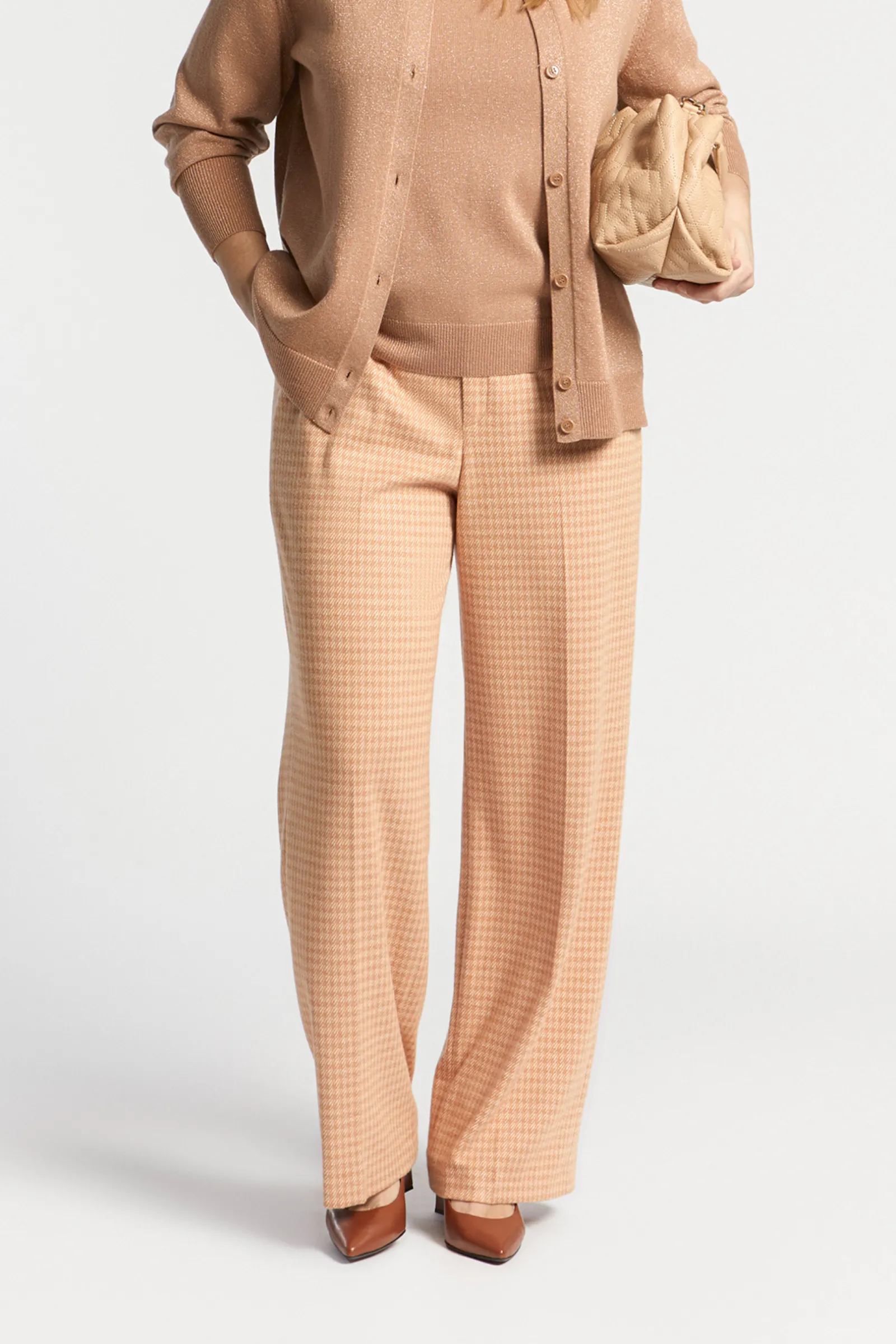 Xandres Pantalon à motif pied-de-poule-Femme Pantalons
