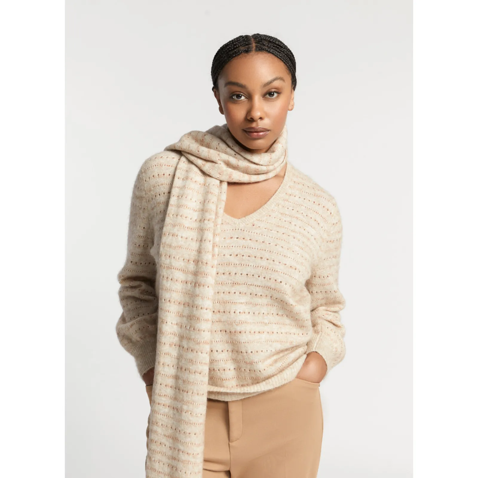 Xandres Pull avec lurex confectionné dans un mélange de laines-Femme Xandres Plus|Pulls & Cardigans