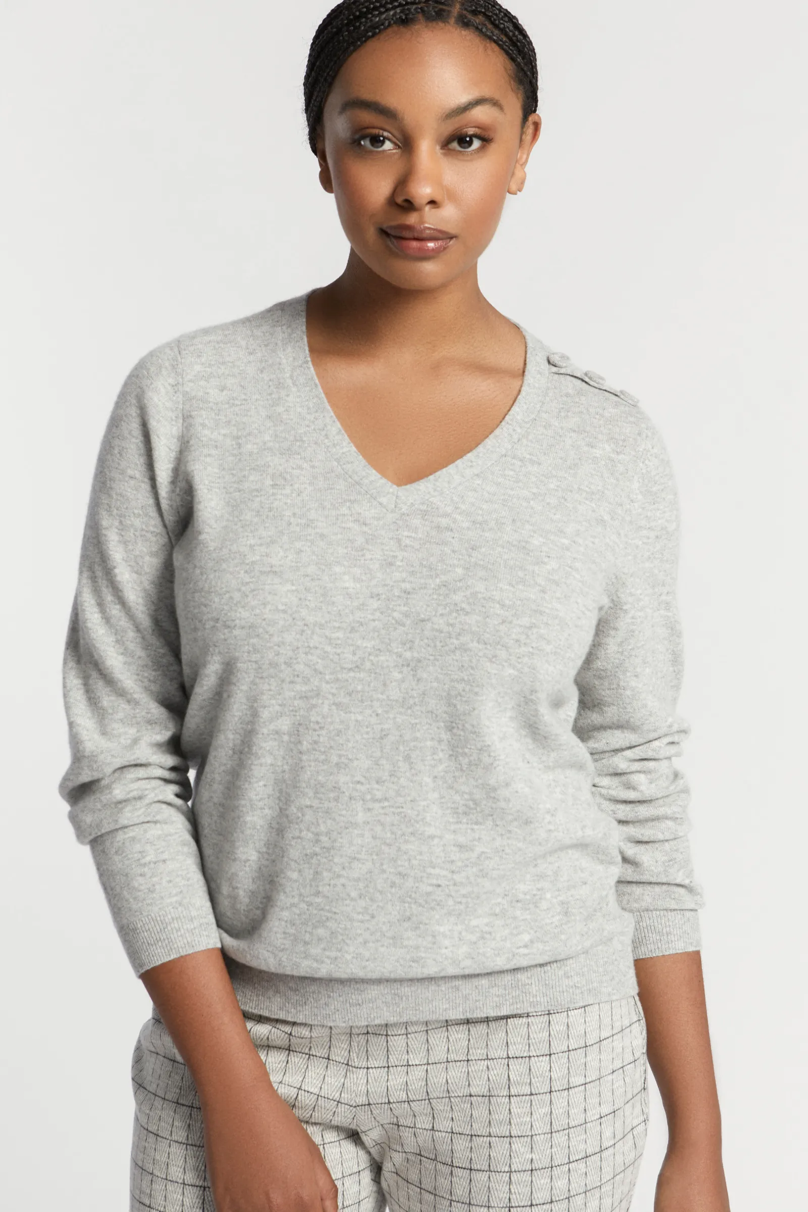 Xandres Pull à col en V en maille fine-Femme Xandres Plus|Pulls & Cardigans
