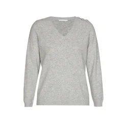 Xandres Pull à col en V en maille fine-Femme Xandres Plus|Pulls & Cardigans