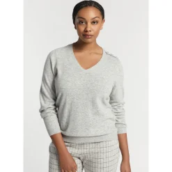 Xandres Pull à col en V en maille fine-Femme Xandres Plus|Pulls & Cardigans
