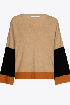 Xandres Pull à couleurs contrastées avec col en V-Femme Xandres Plus|Pulls & Cardigans