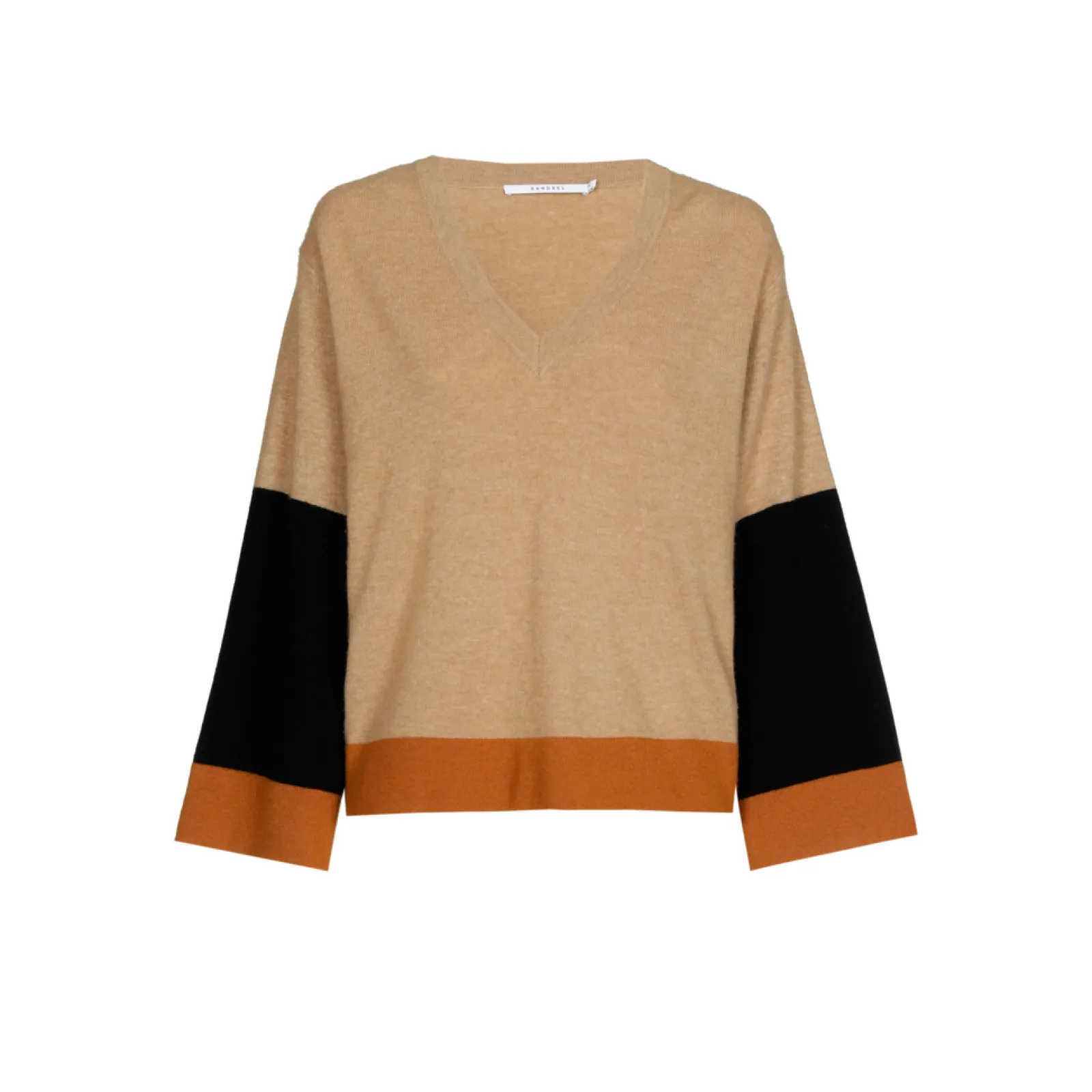 Xandres Pull à couleurs contrastées avec col en V-Femme Xandres Plus|Pulls & Cardigans