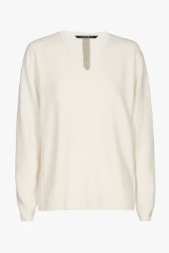 Xandres Pull en cachemire blanc à col en V-Femme Xandres Plus|Essentials