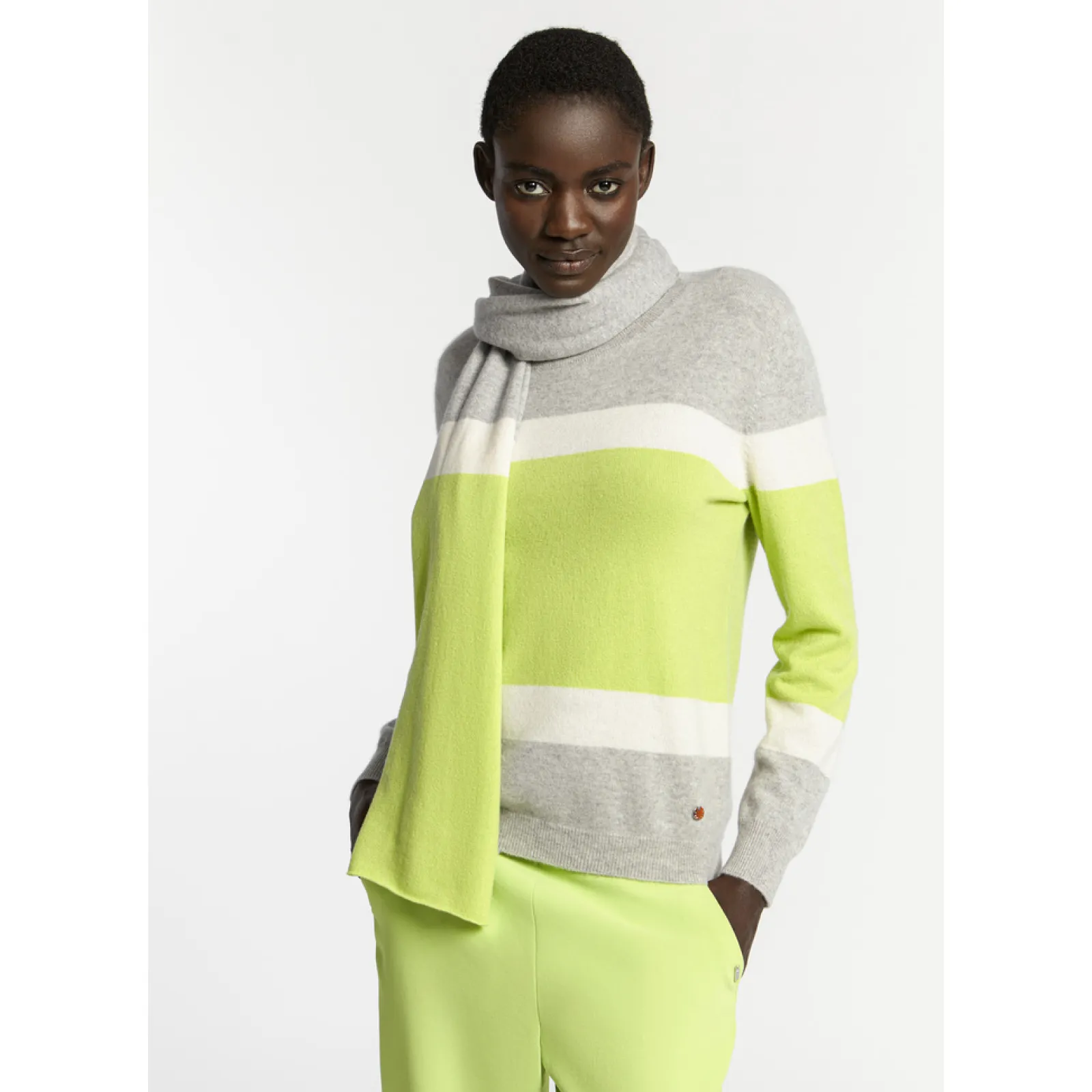 Xandres Pull en cachemire à couleurs contrastées-Femme Pulls & Cardigans