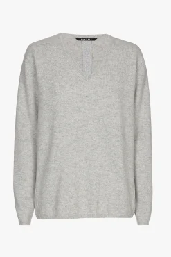 Xandres Pull en cachemire gris à col en V-Femme Xandres Plus|Essentials