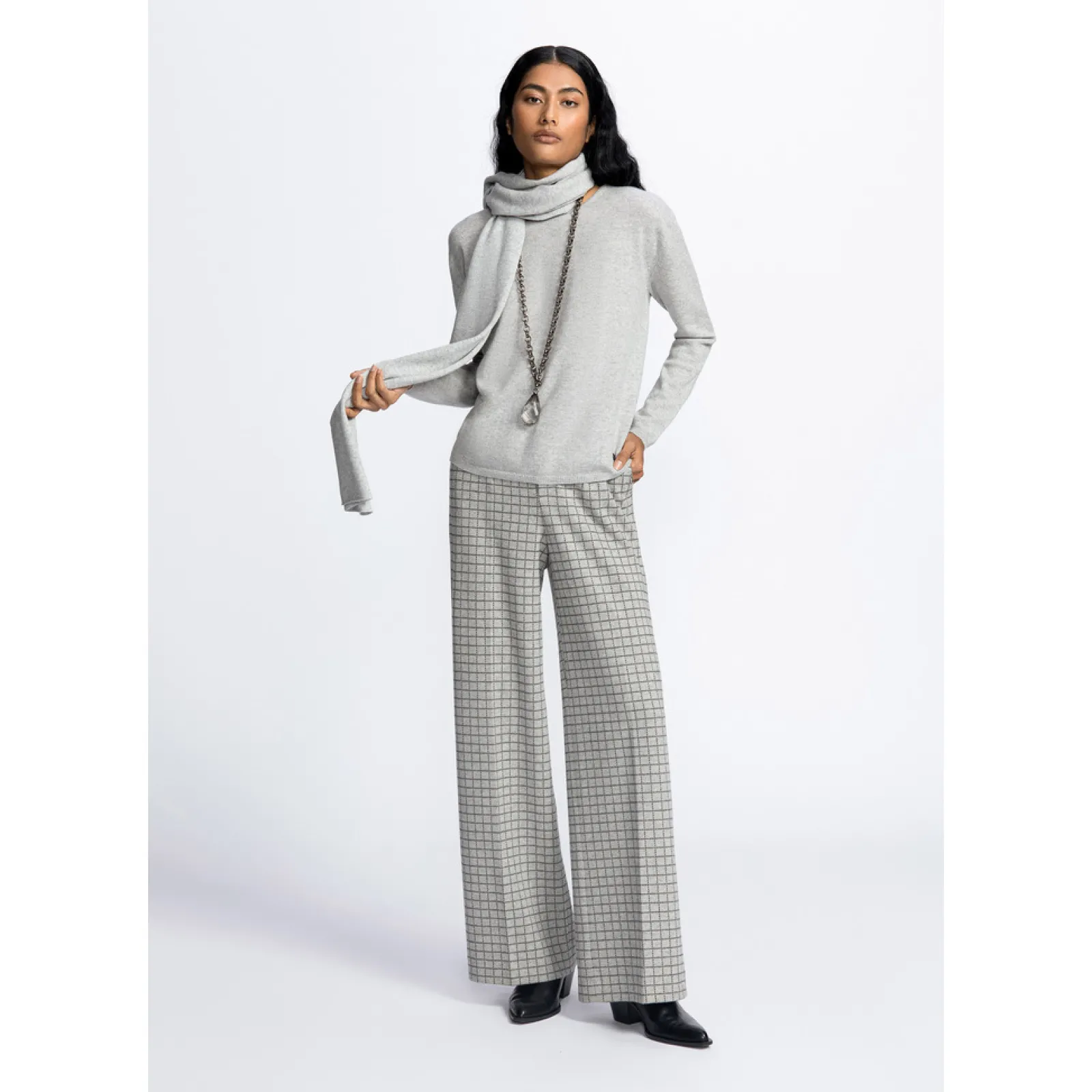 Xandres Pull en cachemire gris à col rond-Femme Essentials|Pulls & Cardigans