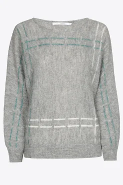 Xandres Pull en mohair avec rayures tricotées-Femme Xandres Plus|Pulls & Cardigans