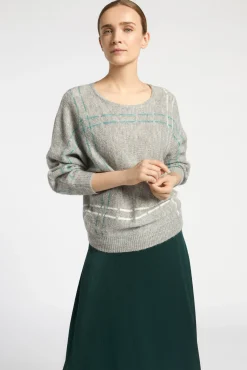 Xandres Pull en mohair avec rayures tricotées-Femme Xandres Plus|Pulls & Cardigans