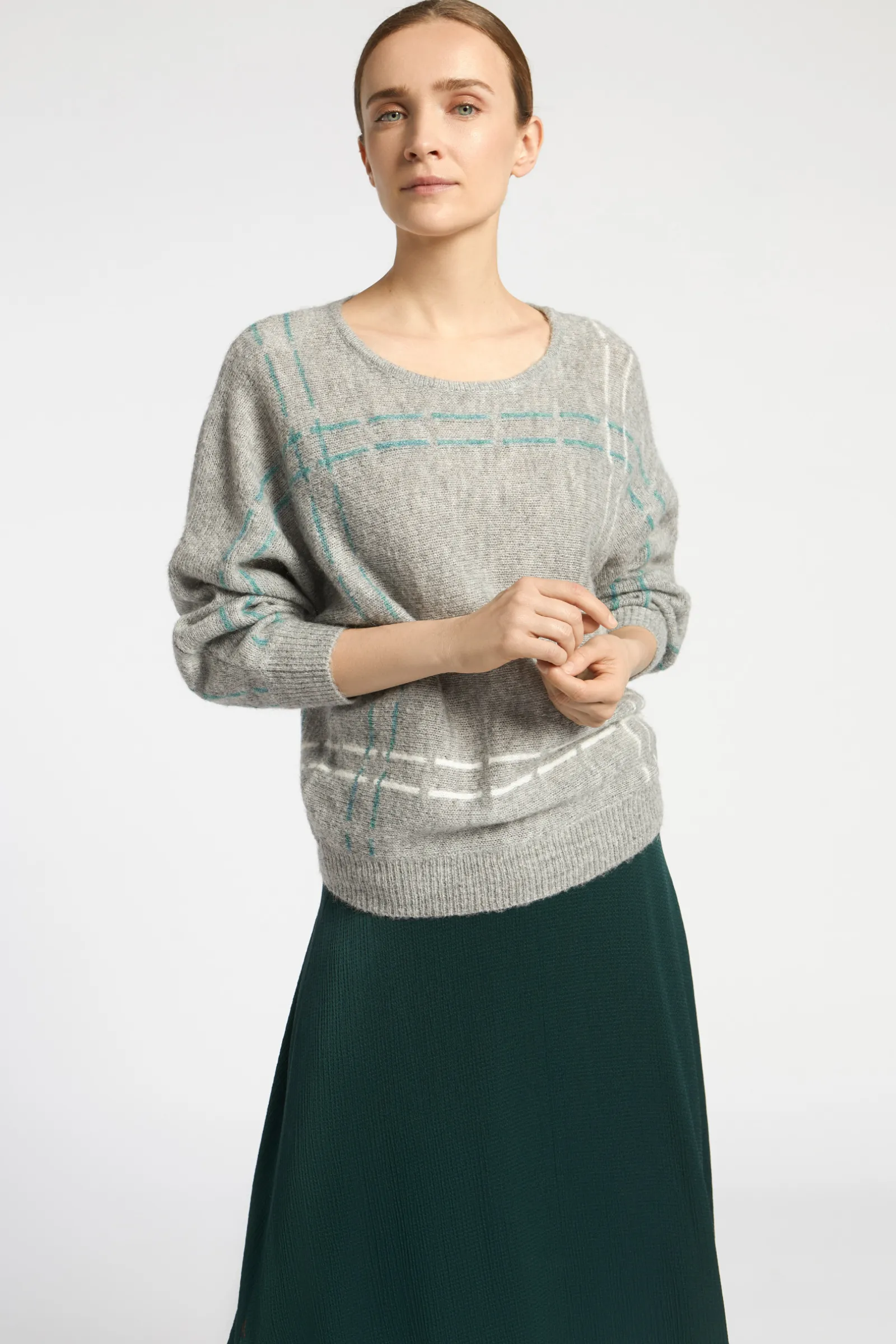 Xandres Pull en mohair avec rayures tricotées-Femme Xandres Plus|Pulls & Cardigans
