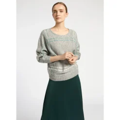 Xandres Pull en mohair avec rayures tricotées-Femme Xandres Plus|Pulls & Cardigans