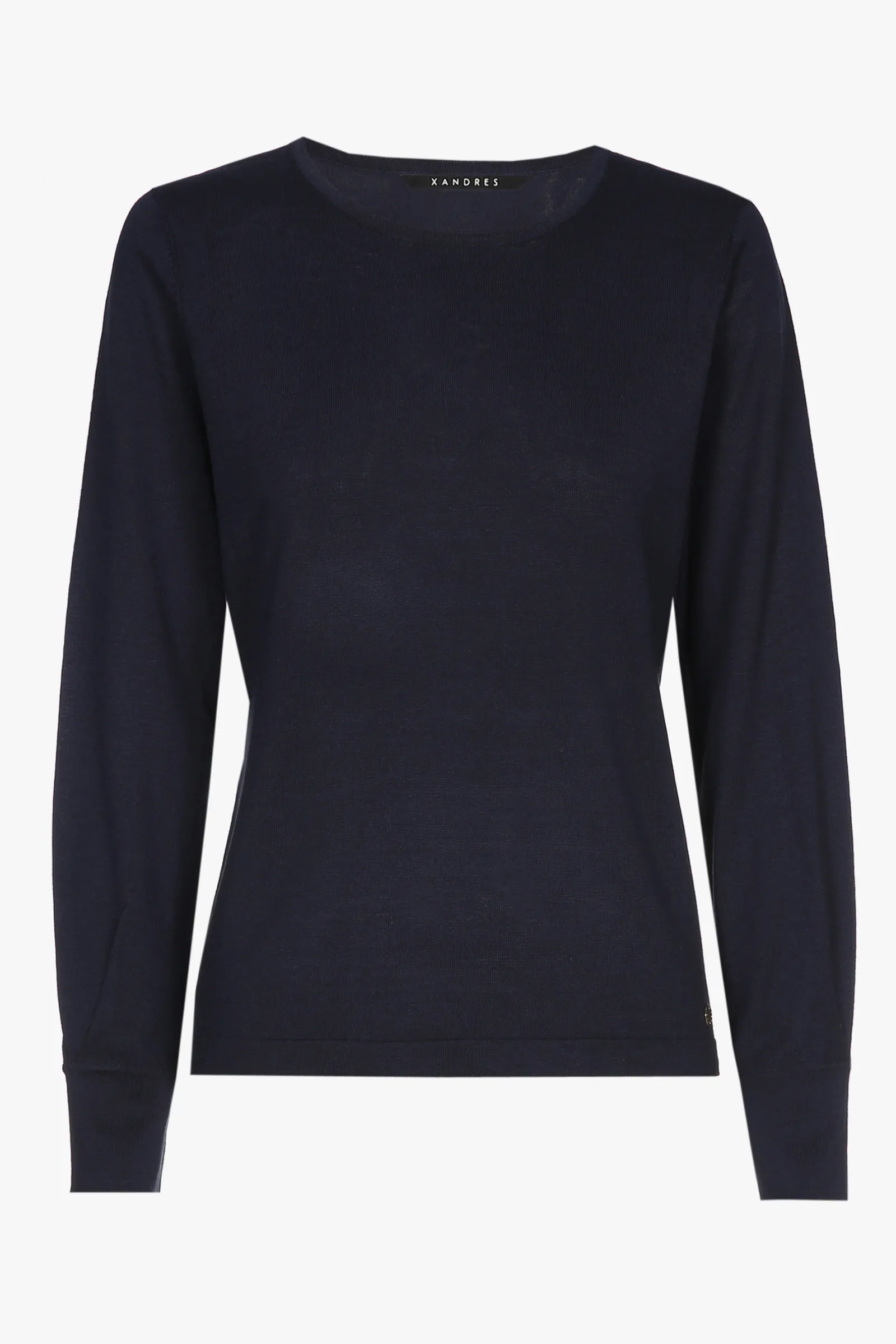 Xandres Pull en soie bleu marine à manches longues-Femme Pulls & Cardigans