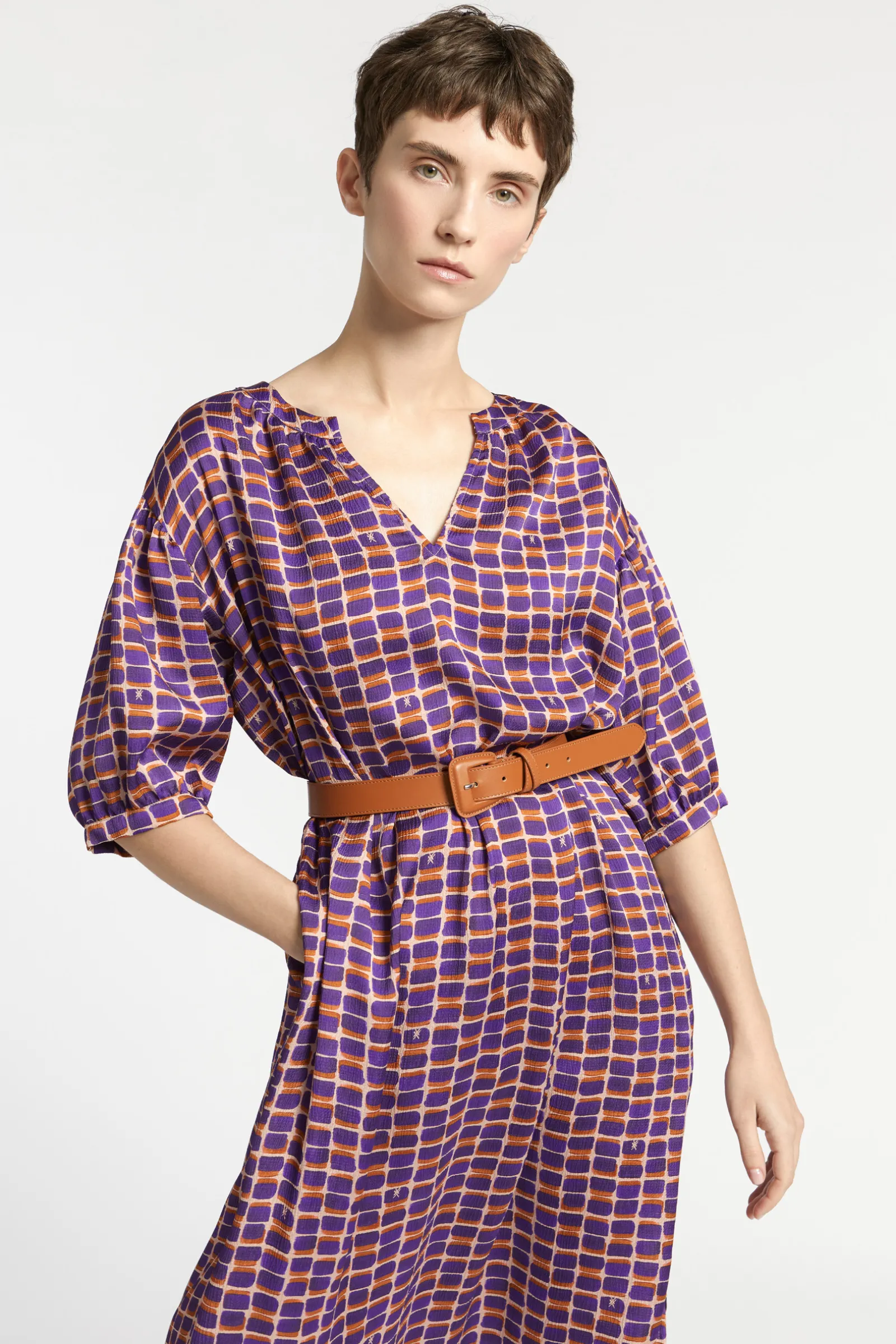 Xandres Robe longue avec imprimé logo-Femme Xandres Plus|Robes