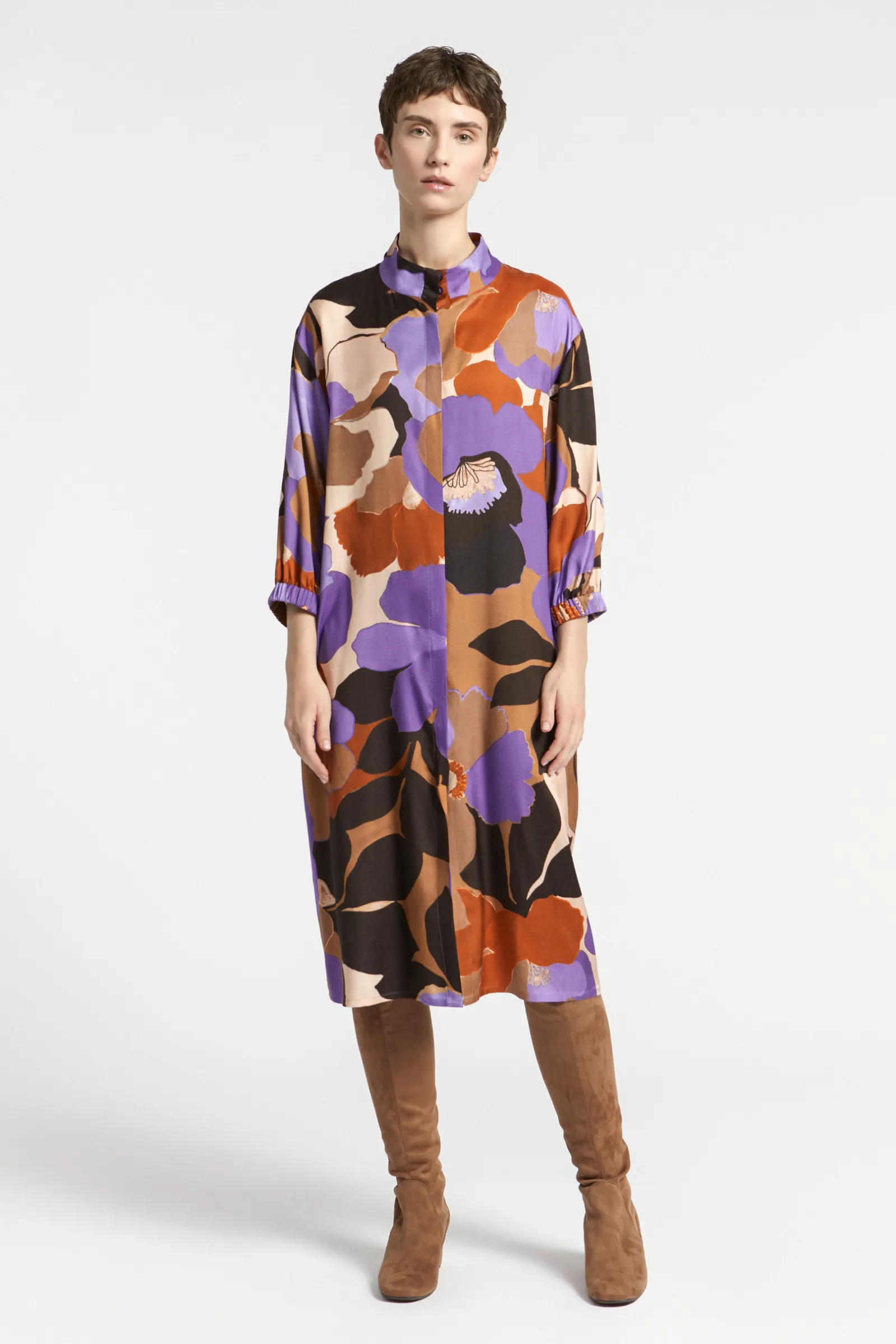 Xandres Robe mi-longue avec motif floral-Femme Xandres Plus|Robes