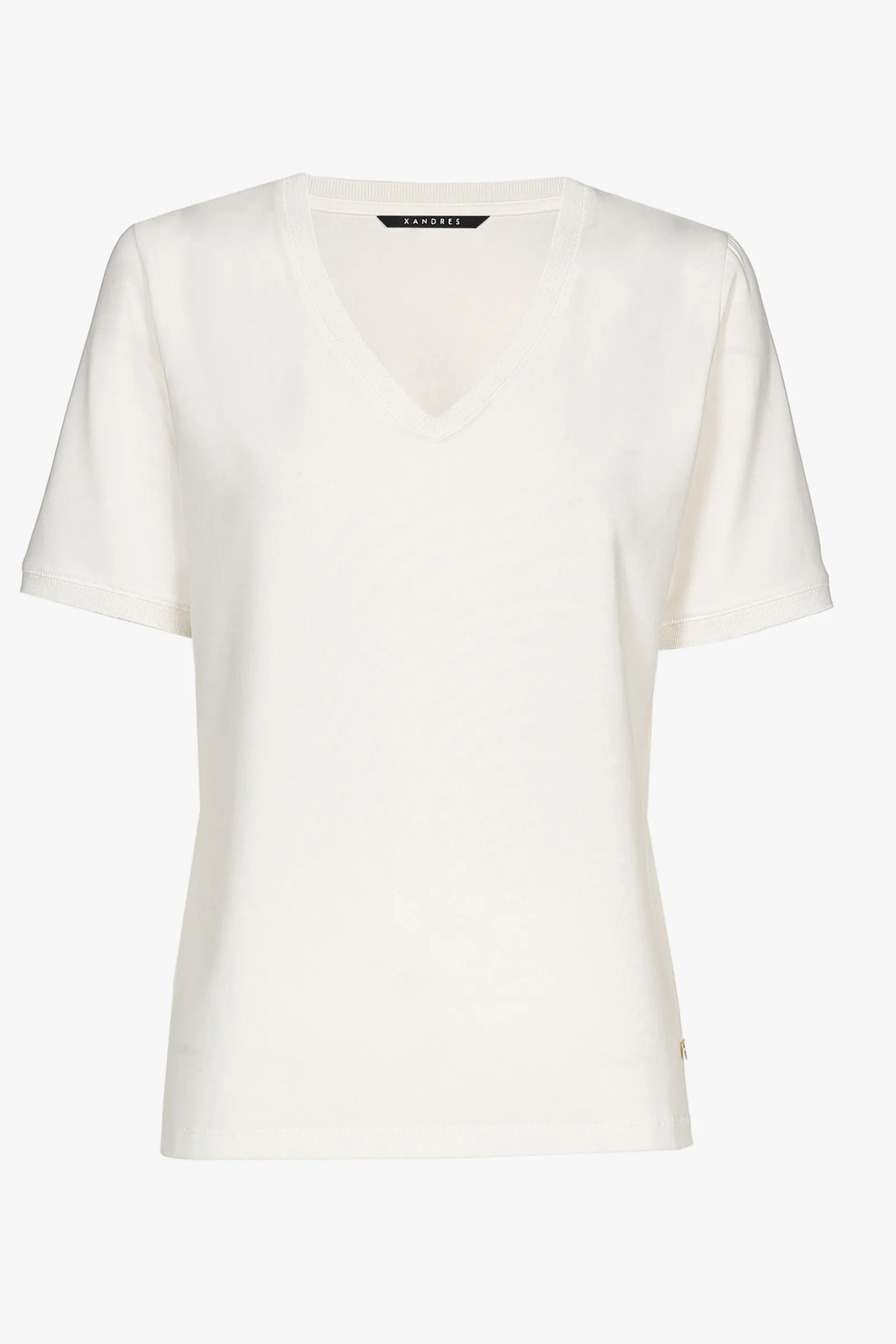 Xandres T-shirt blanc cassé à manches courtes et col en V.-Femme Xandres Plus|Essentials