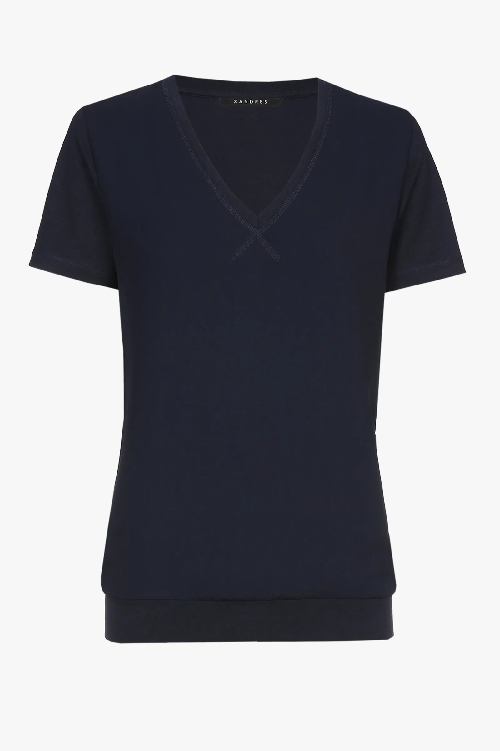 Xandres T-shirt bleu marine à col en V-Femme Xandres Plus|Essentials