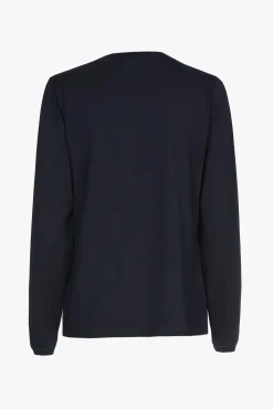 Xandres T-shirt bleu marine à manches longues et col en V.-Femme Xandres Plus|Essentials