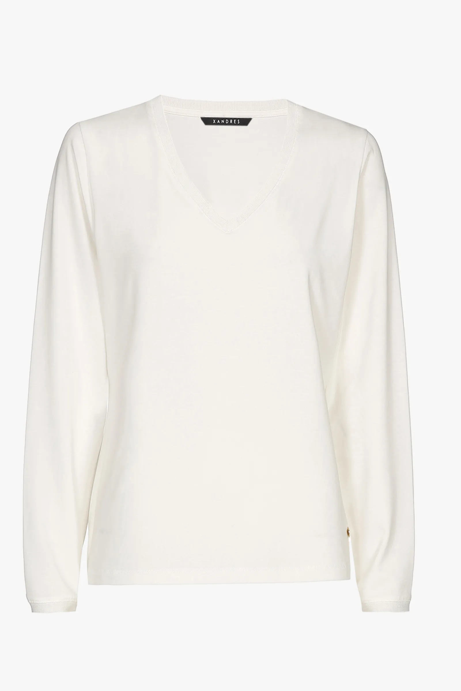 Xandres T-shirt écru à manches longues et col en V.-Femme Xandres Plus|Essentials