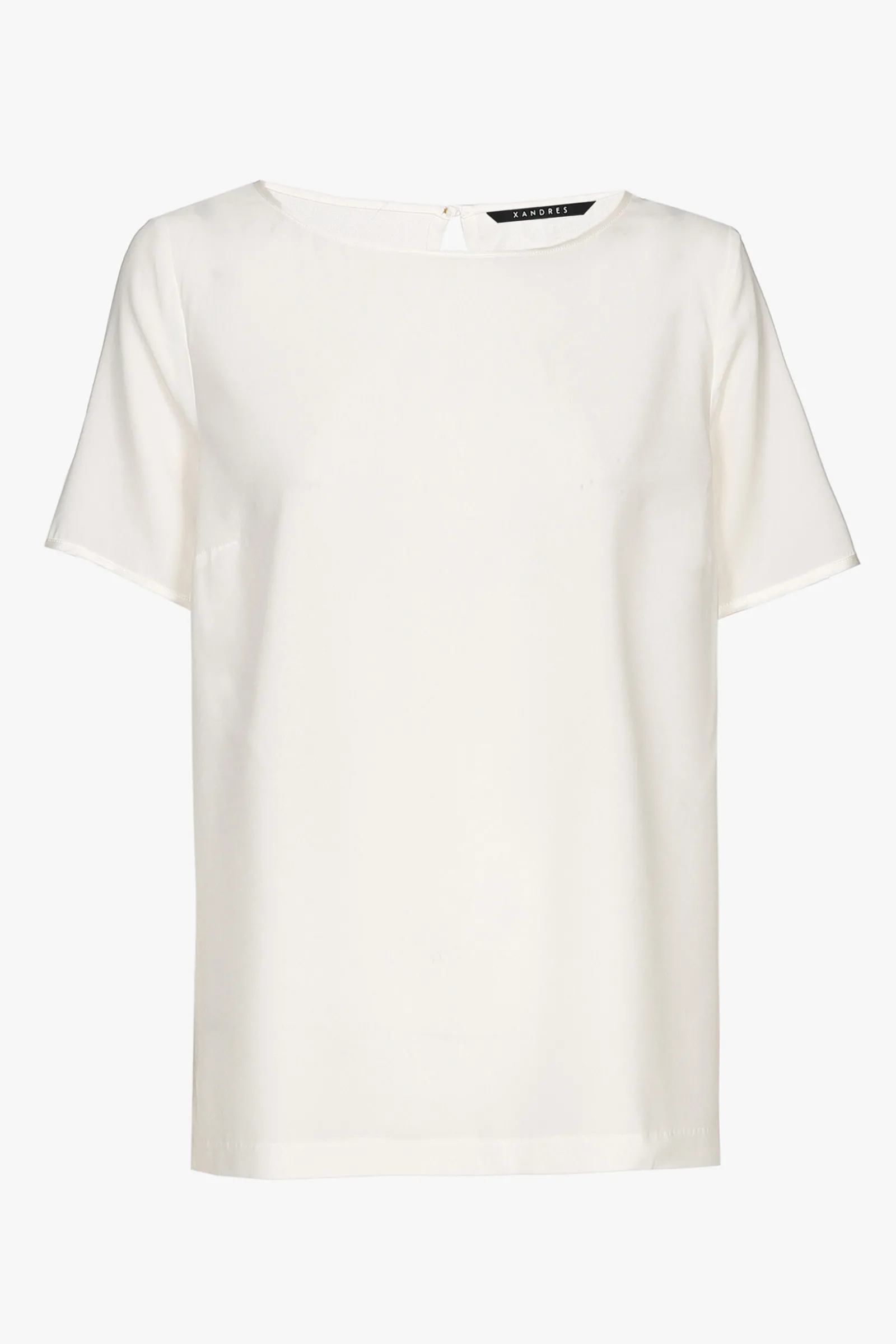 Xandres T-shirt en soie blanc à manches courtes-Femme Essentials|Blouses